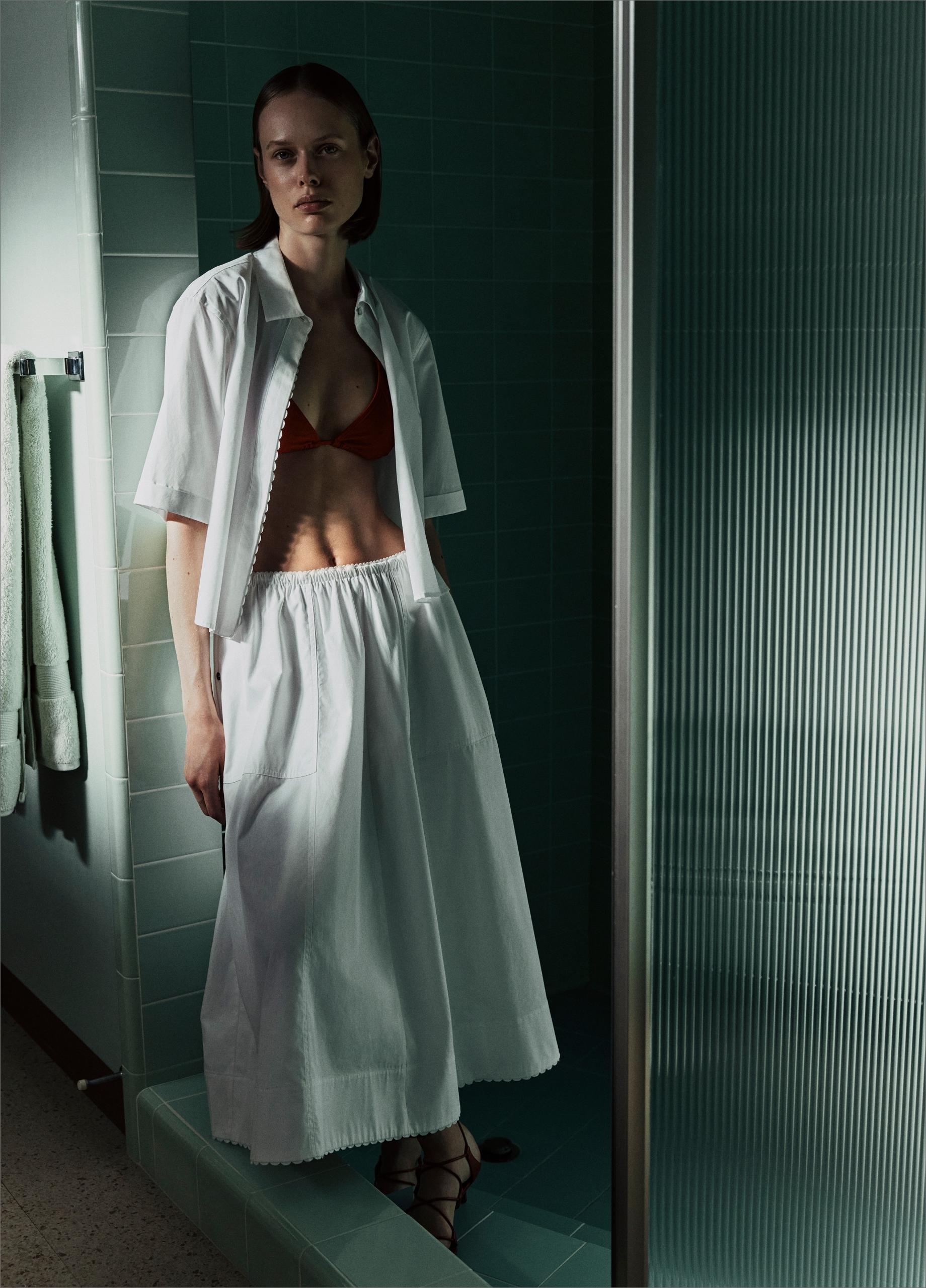 Scallop-Detail Cotton Button-Front Shirt image number 5