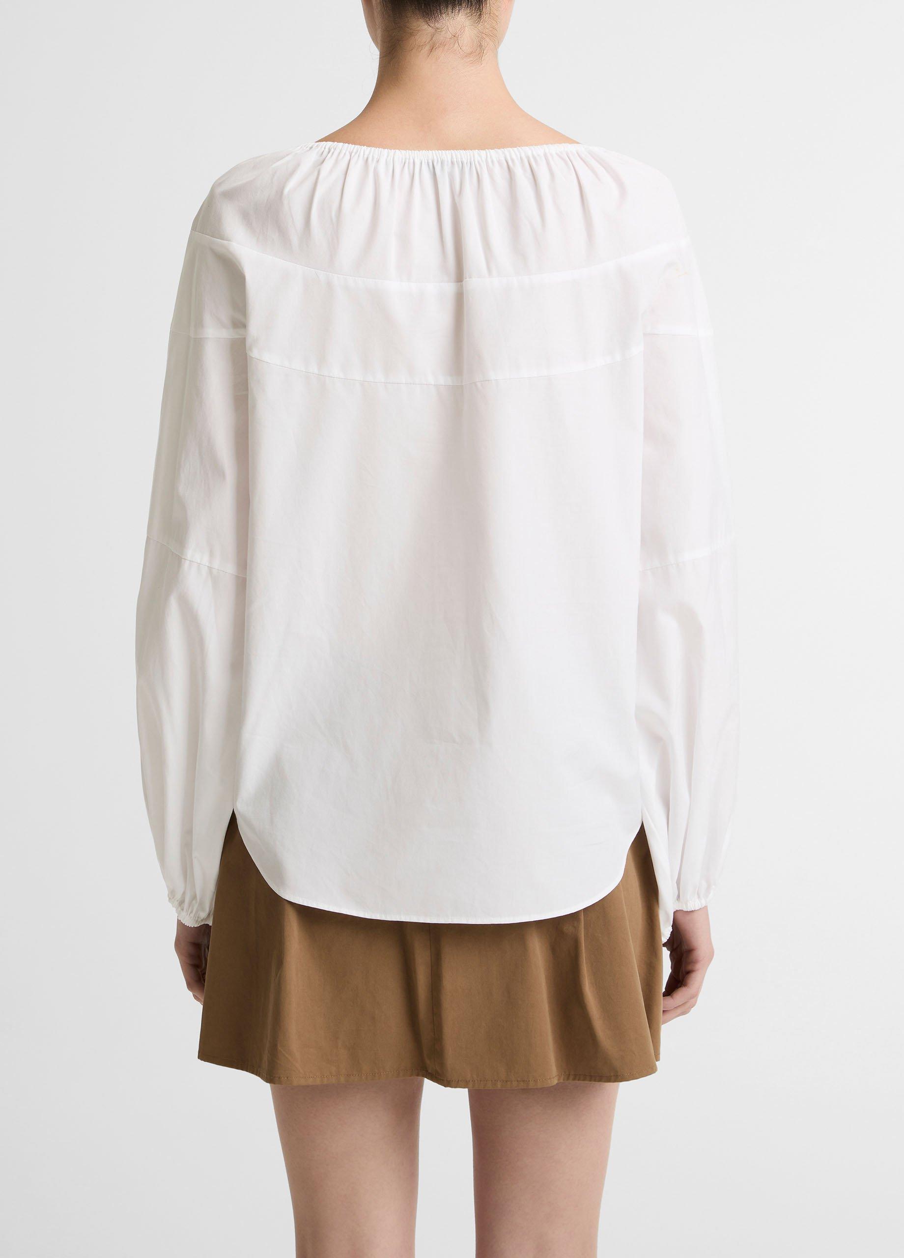 Shirred Cotton Tie-Neck Blouse image number 2