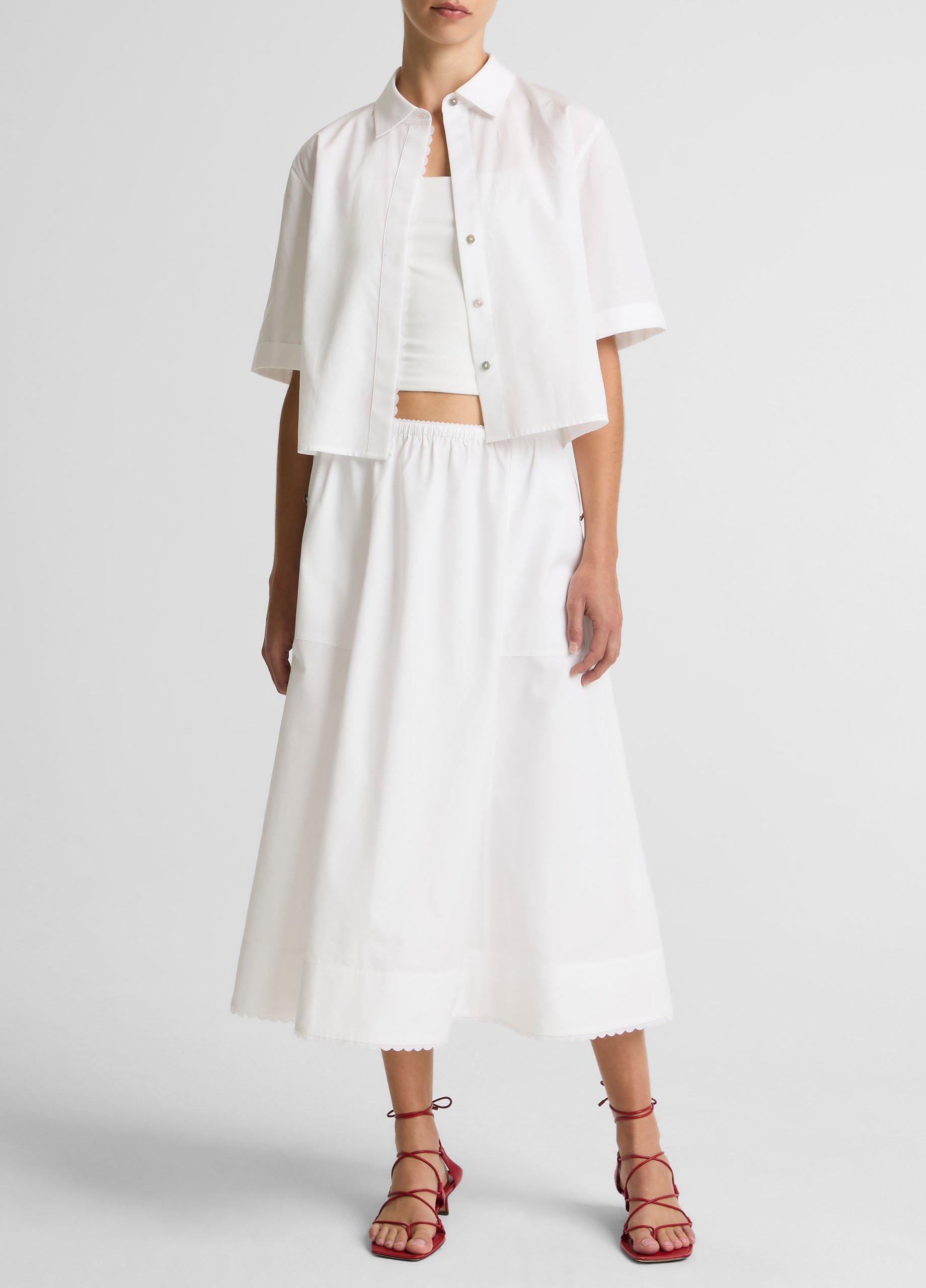 Scallop-Detail Cotton Midi Skirt image number 0