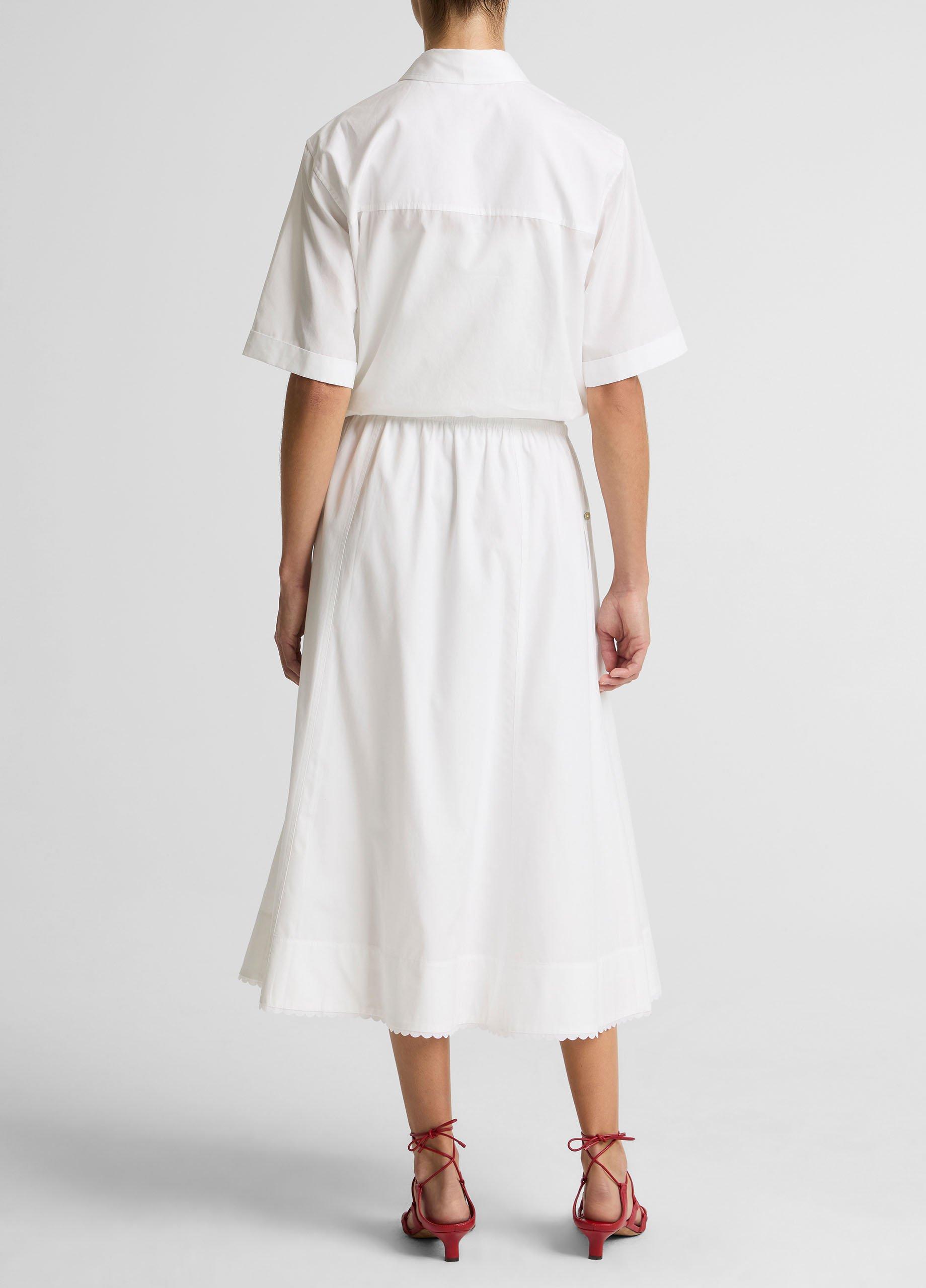 Scallop-Detail Cotton Midi Skirt image number 2