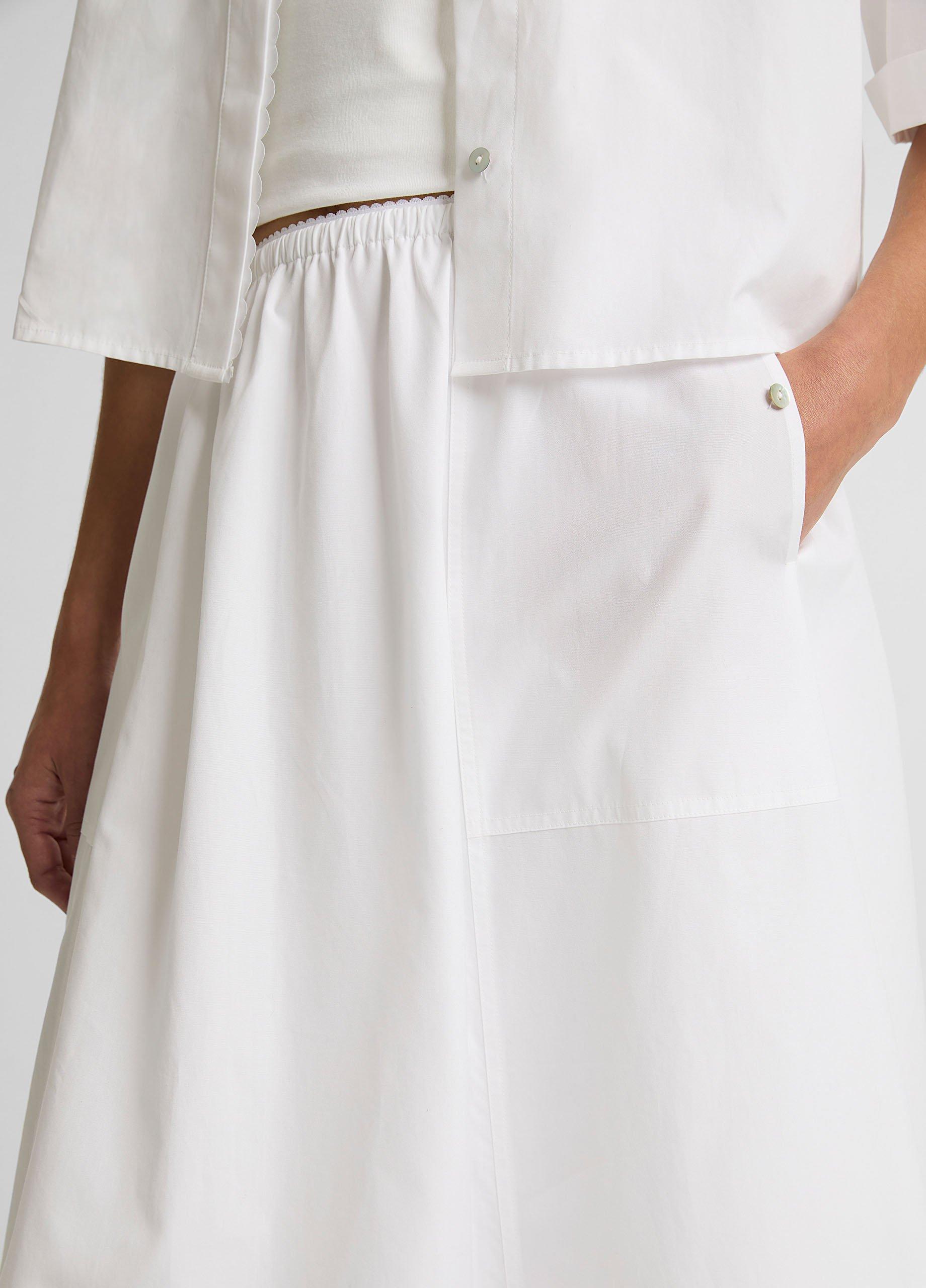 Scallop-Detail Cotton Midi Skirt image number 3