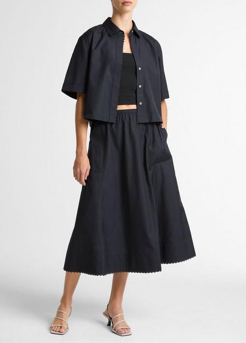 Scallop-Detail Cotton Midi Skirt
