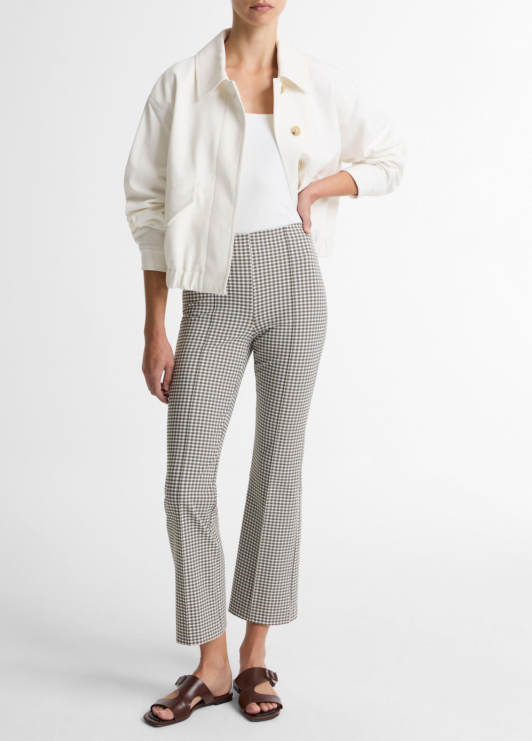 Niki Gingham Mid-Rise Crop Flare Pant image number 0