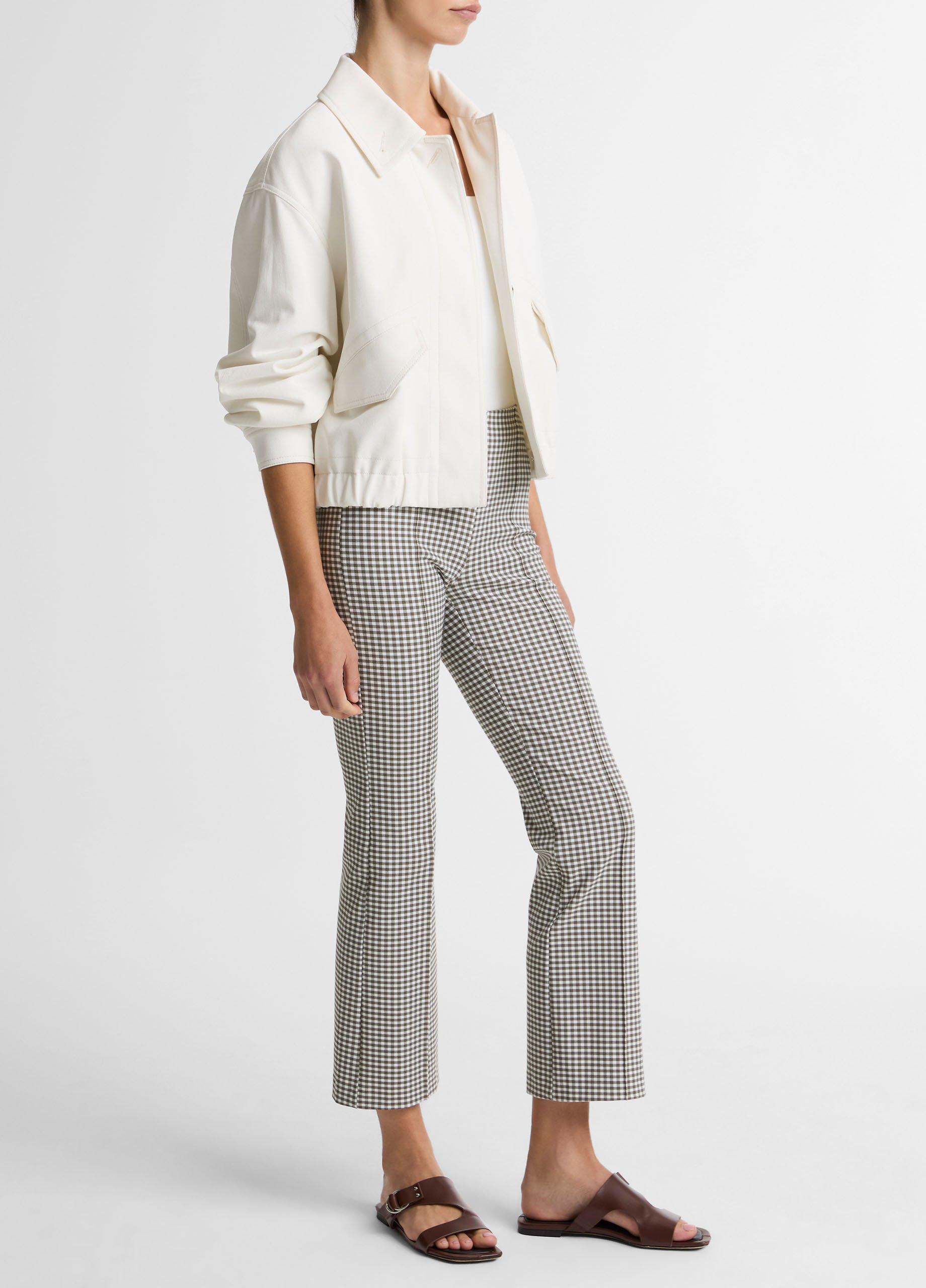 Niki Gingham Mid-Rise Crop Flare Pant image number 1