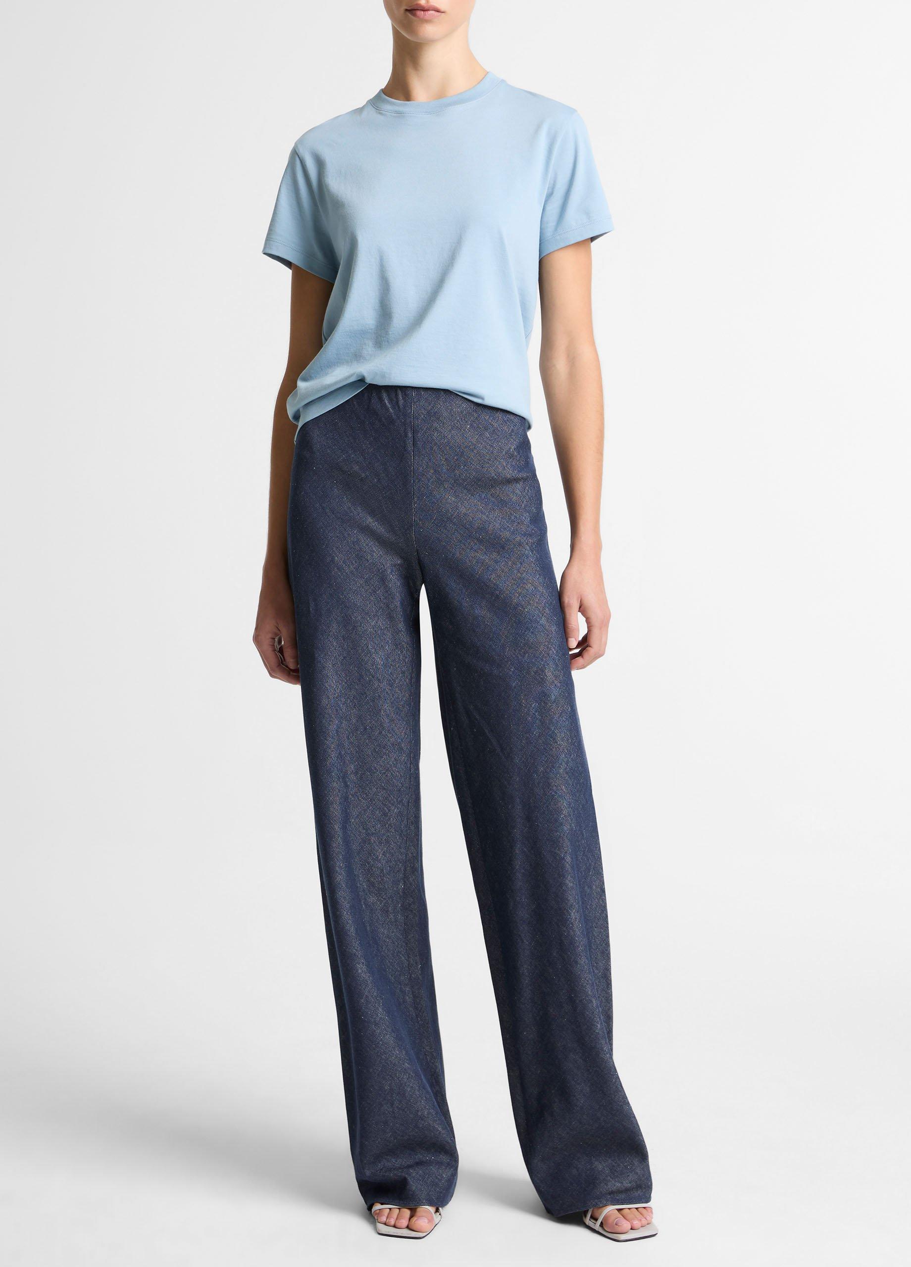 Colette High-Rise Cotton-Linen Chambray Bias Pant from Vince - $398