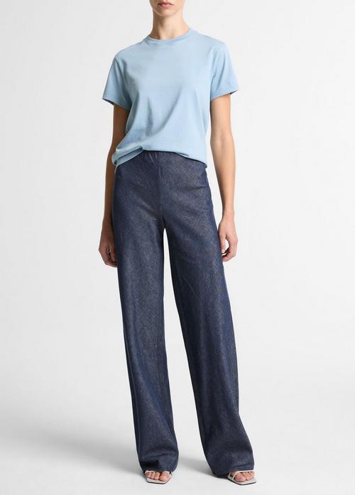 Colette High-Rise Cotton-Linen Chambray Bias Pant