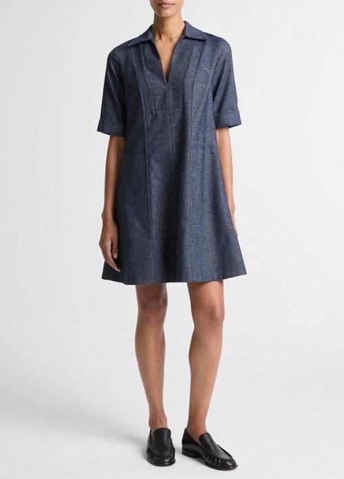 Cotton-Linen Chambray A-Line Dress