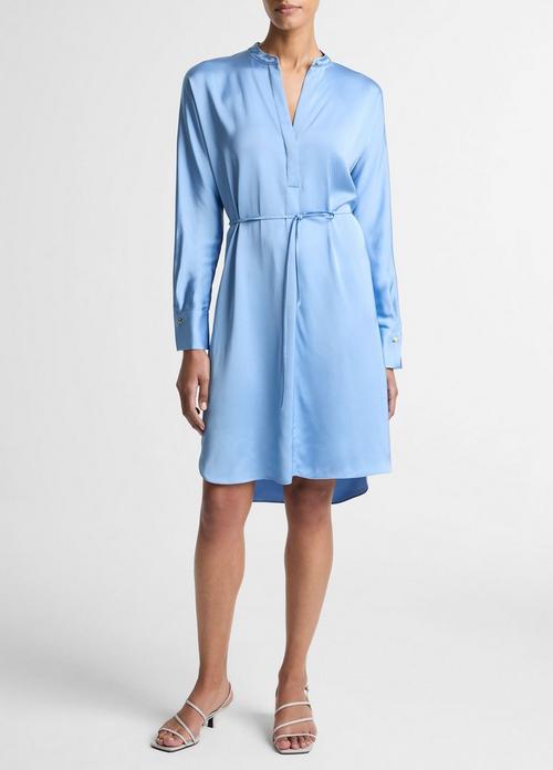 Matte Satin Band-Collar Dress
