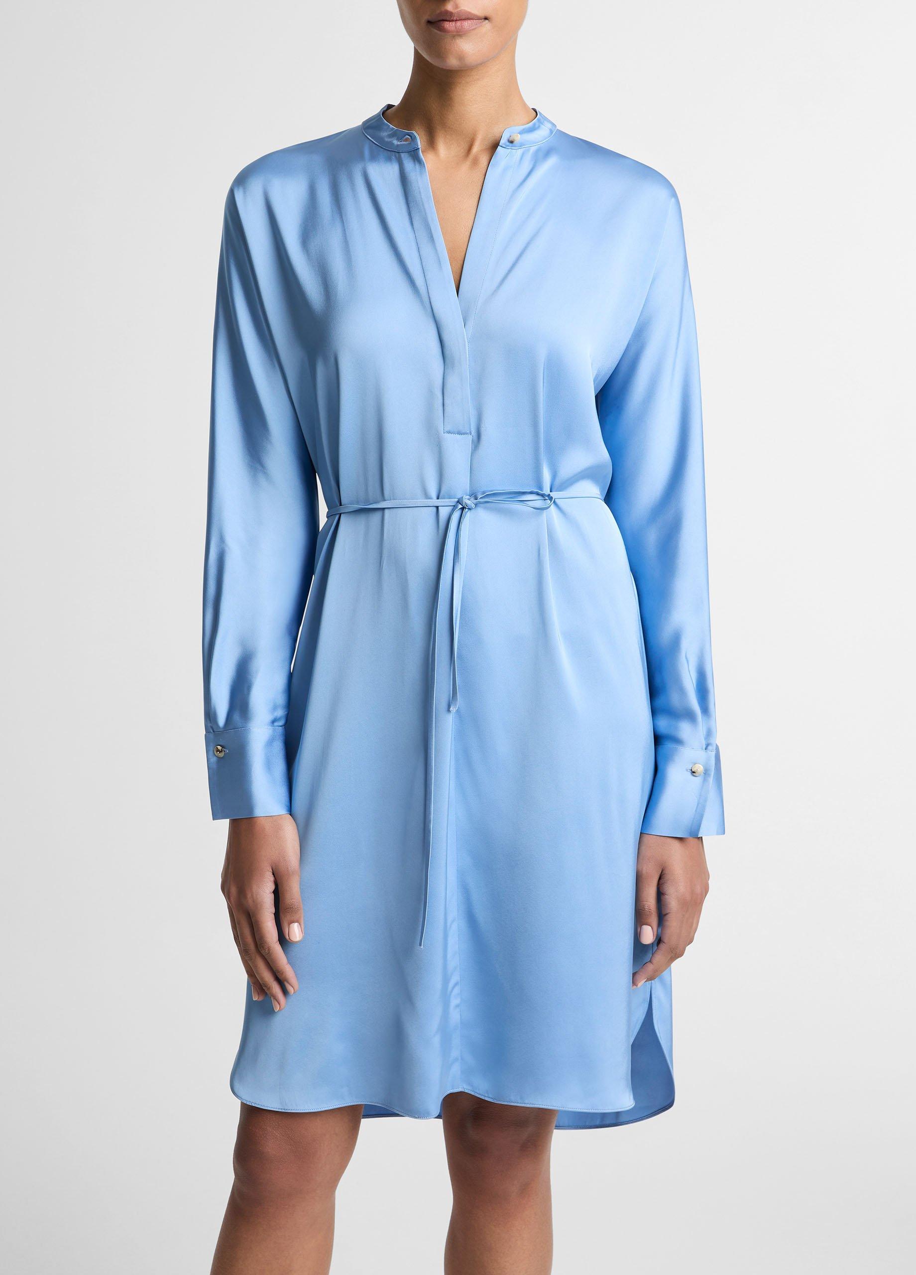 Matte Satin Band-Collar Dress image number 1