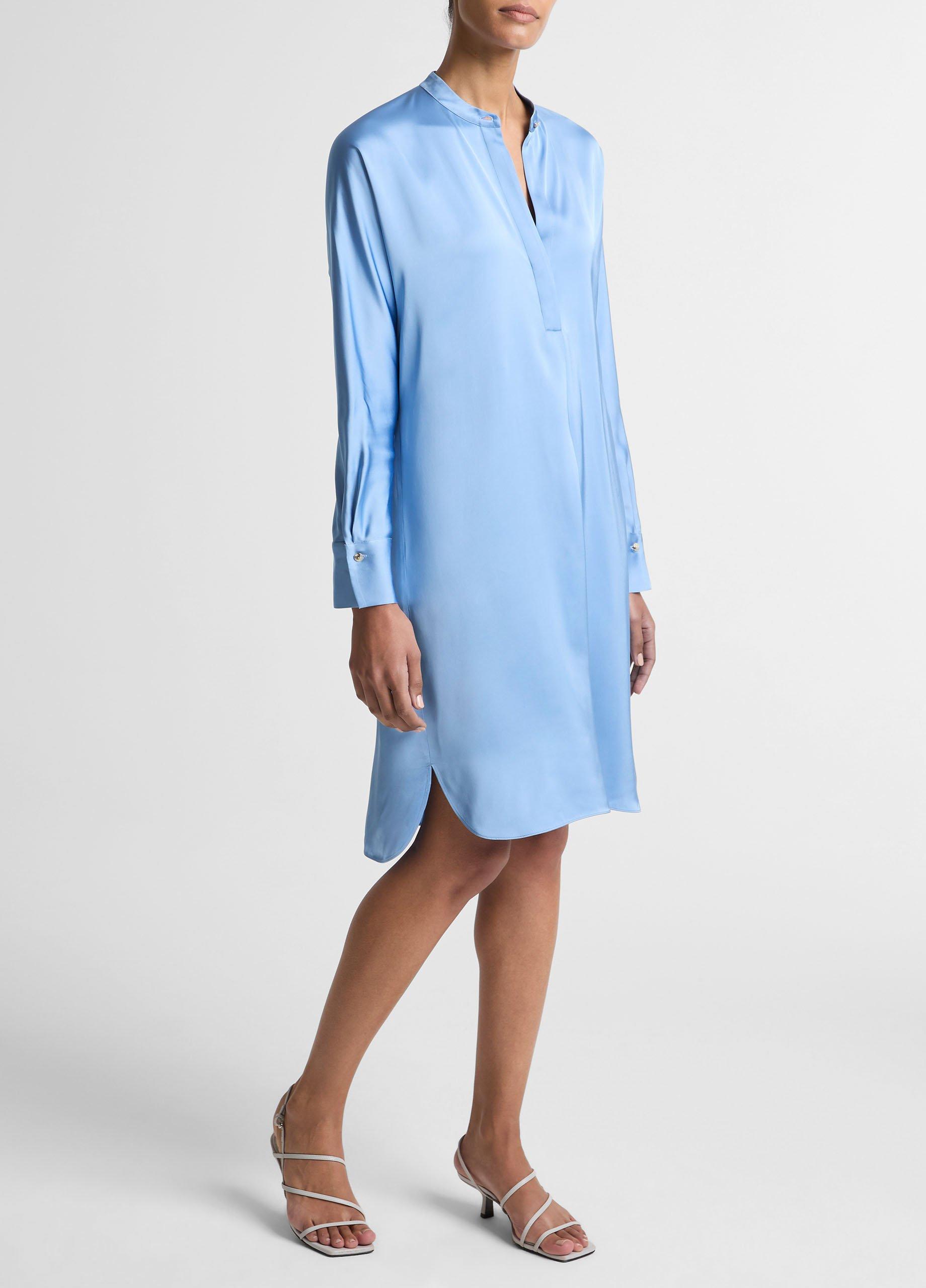 Matte Satin Band-Collar Dress image number 3