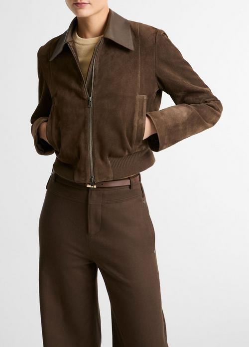 Suede Shrunken Bomber Jacket&nbsp;
