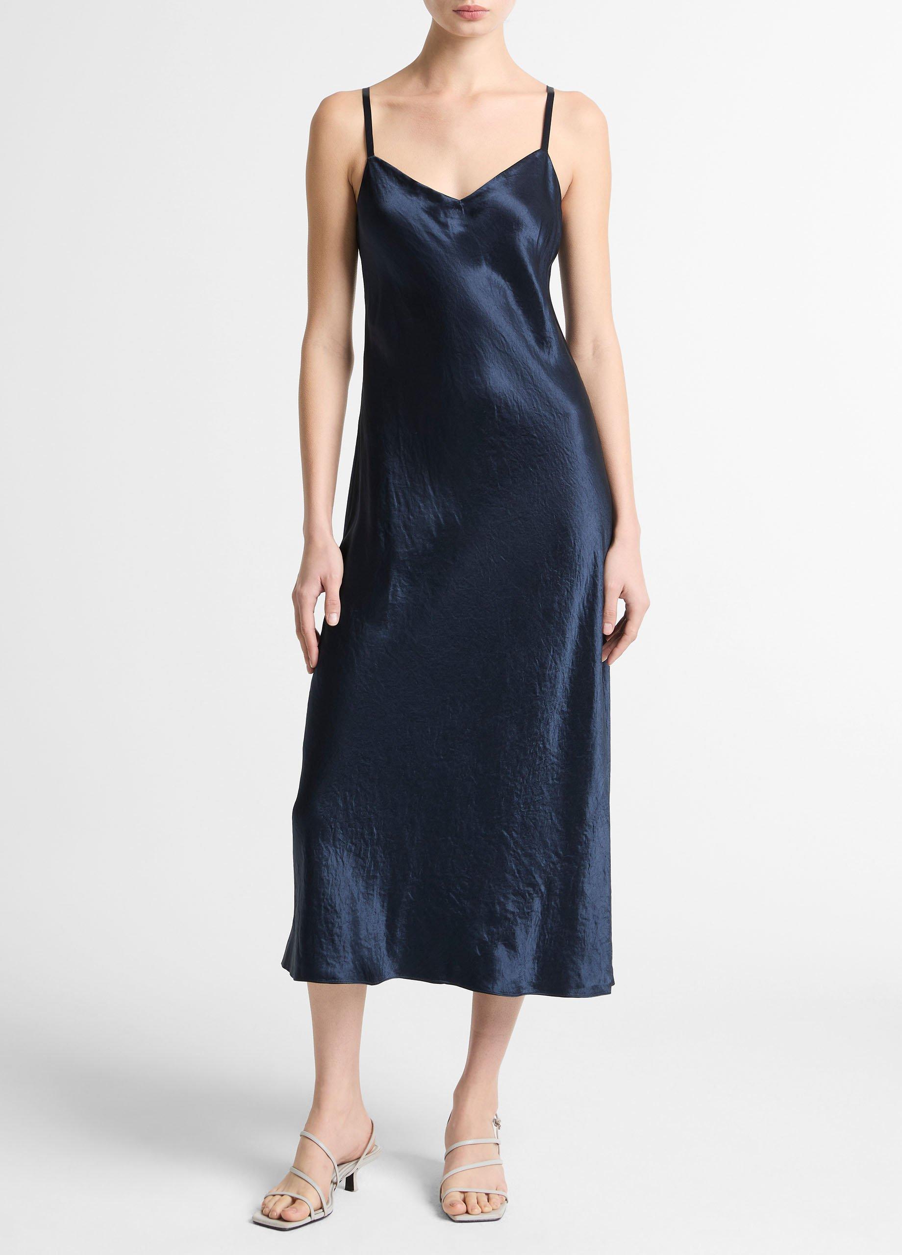 Satin V-Neck Slip Dress