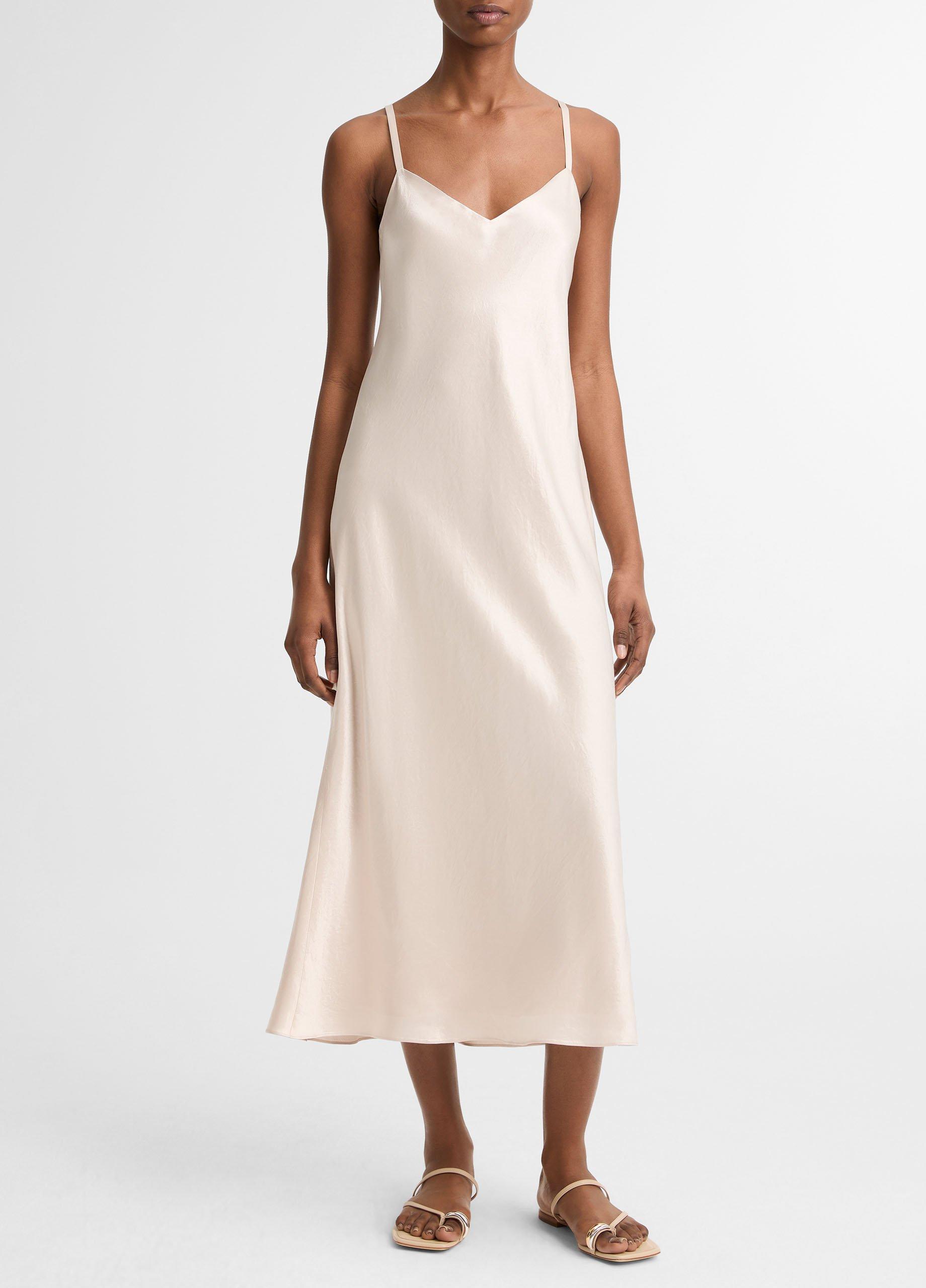 Satin V-Neck Slip Dress