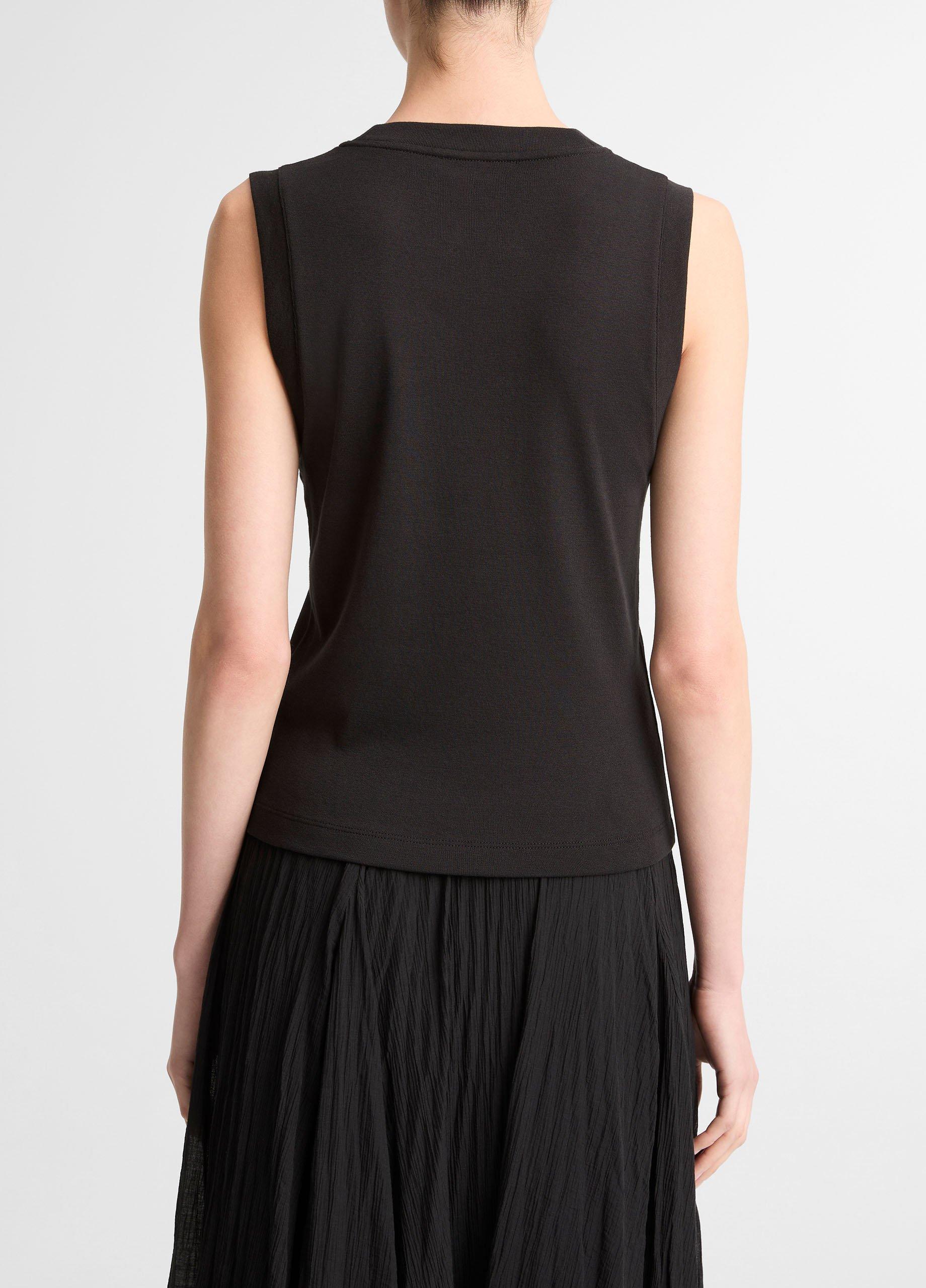 Pima Cotton-Blend High V-Neck Shell image number 2