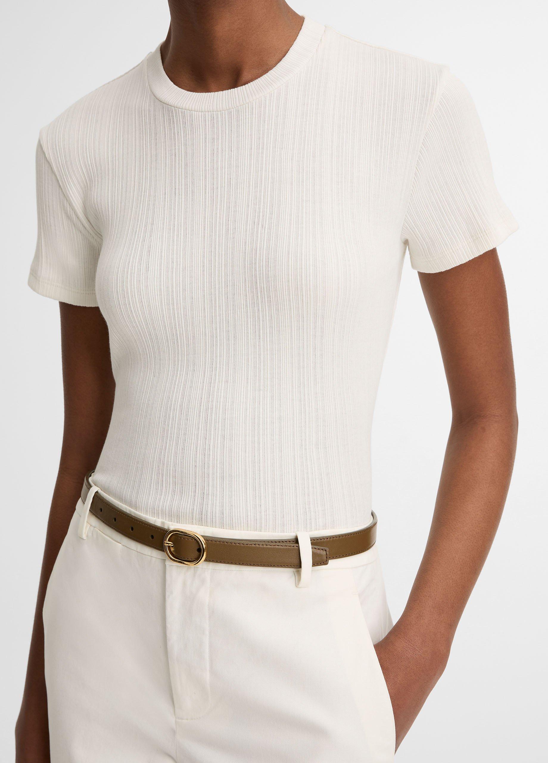 Ribbed Pima Cotton Mock-Neck Top image number 1