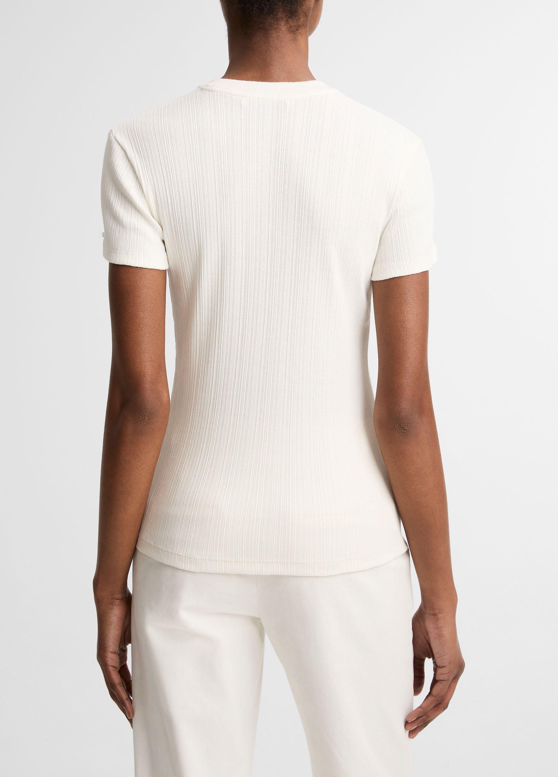 Ribbed Pima Cotton Crew Neck Top image number 2