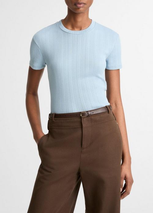 Ribbed Pima Cotton Crew Neck Top