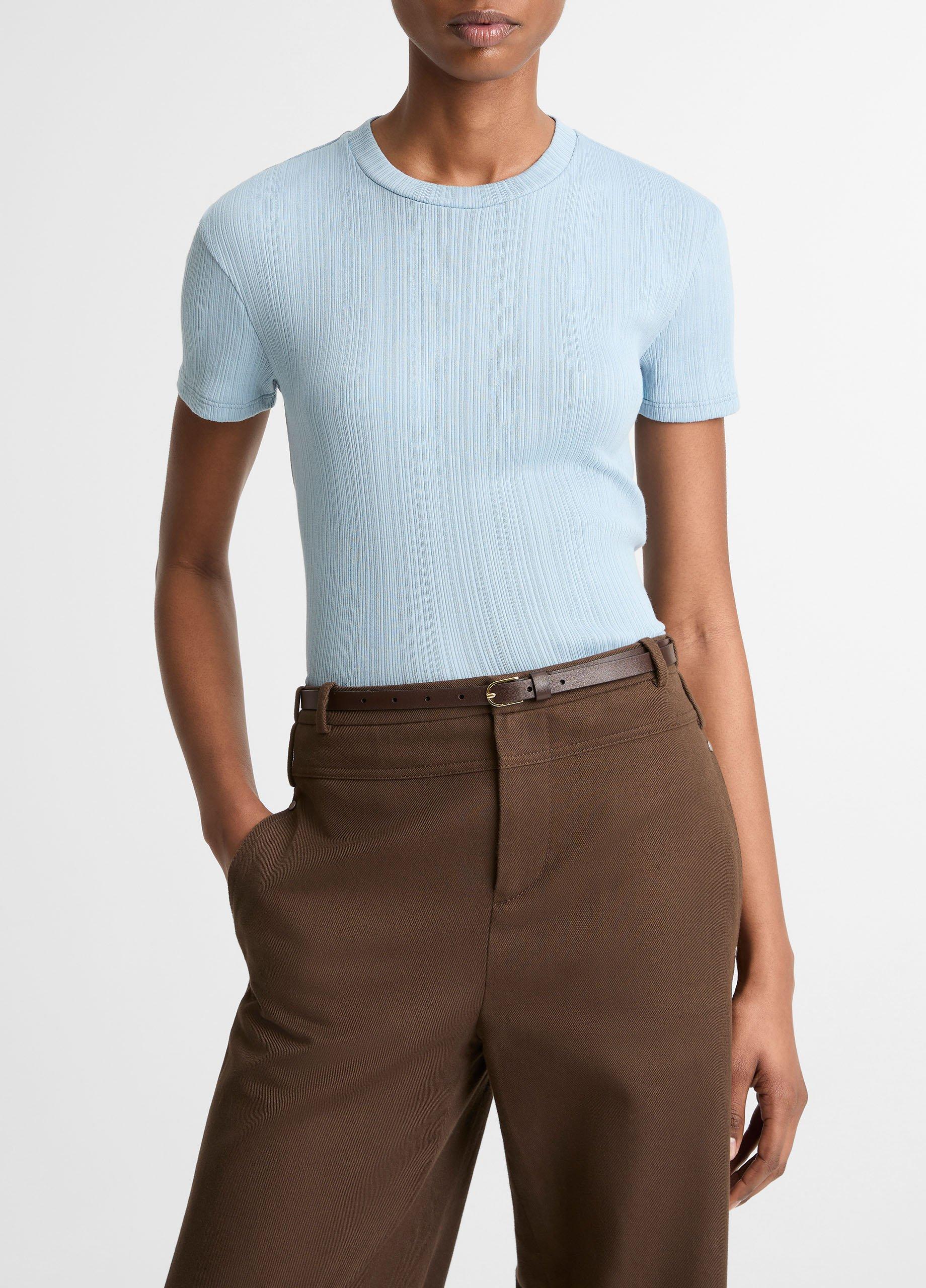 Ribbed Pima Cotton Mock-Neck Top