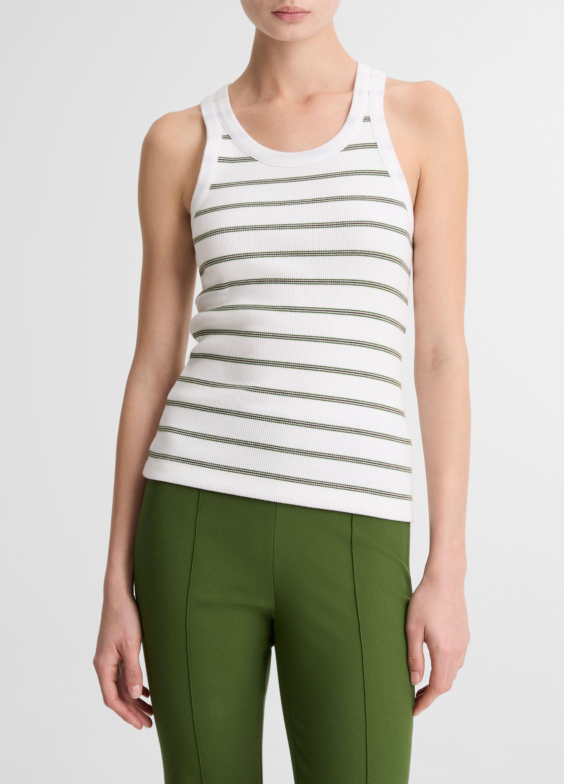 Striped Ribbed Scoop-Neck Tank from Vince - $148