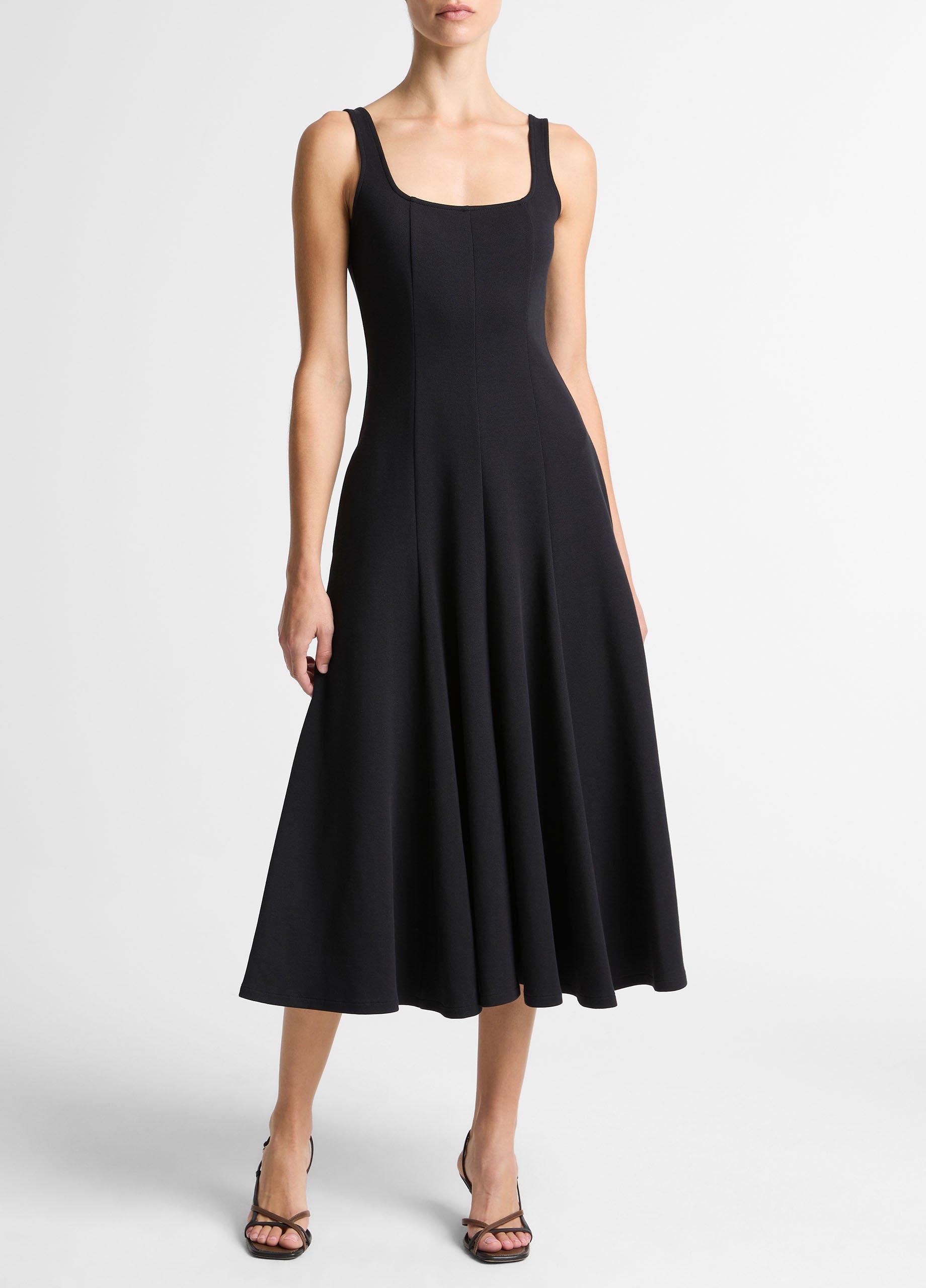 Seamed Cotton-Blend Square-Neck Dress image number 0