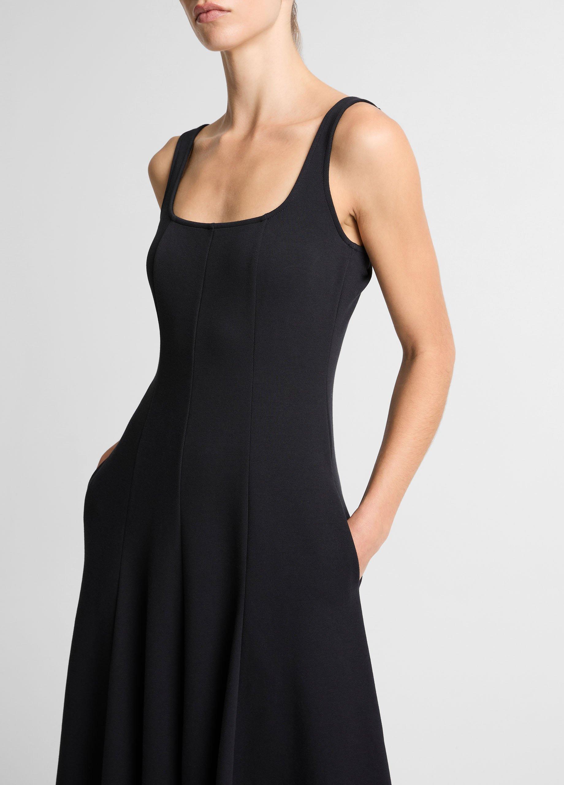 Seamed Cotton-Blend Square-Neck Dress image number 3