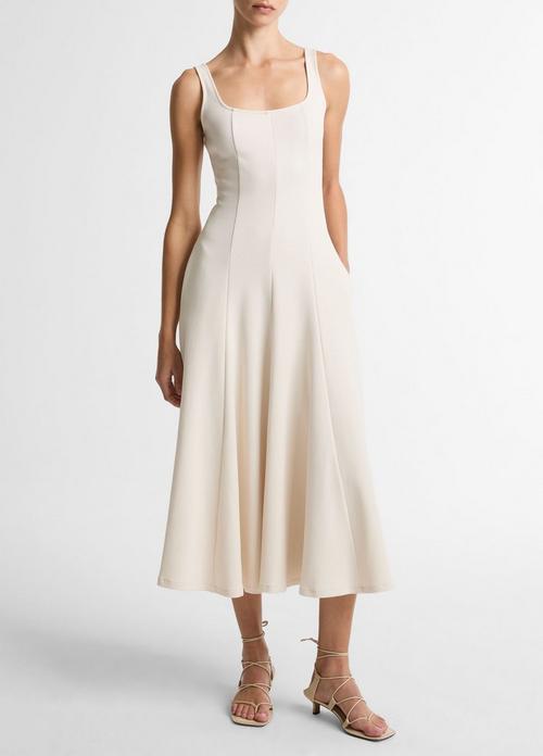 Seamed Cotton-Blend Square-Neck Dress