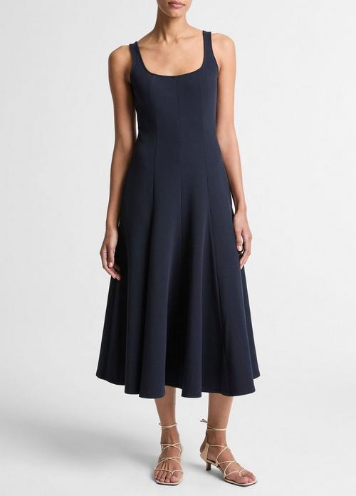 Seamed Cotton-Blend Square-Neck Dress