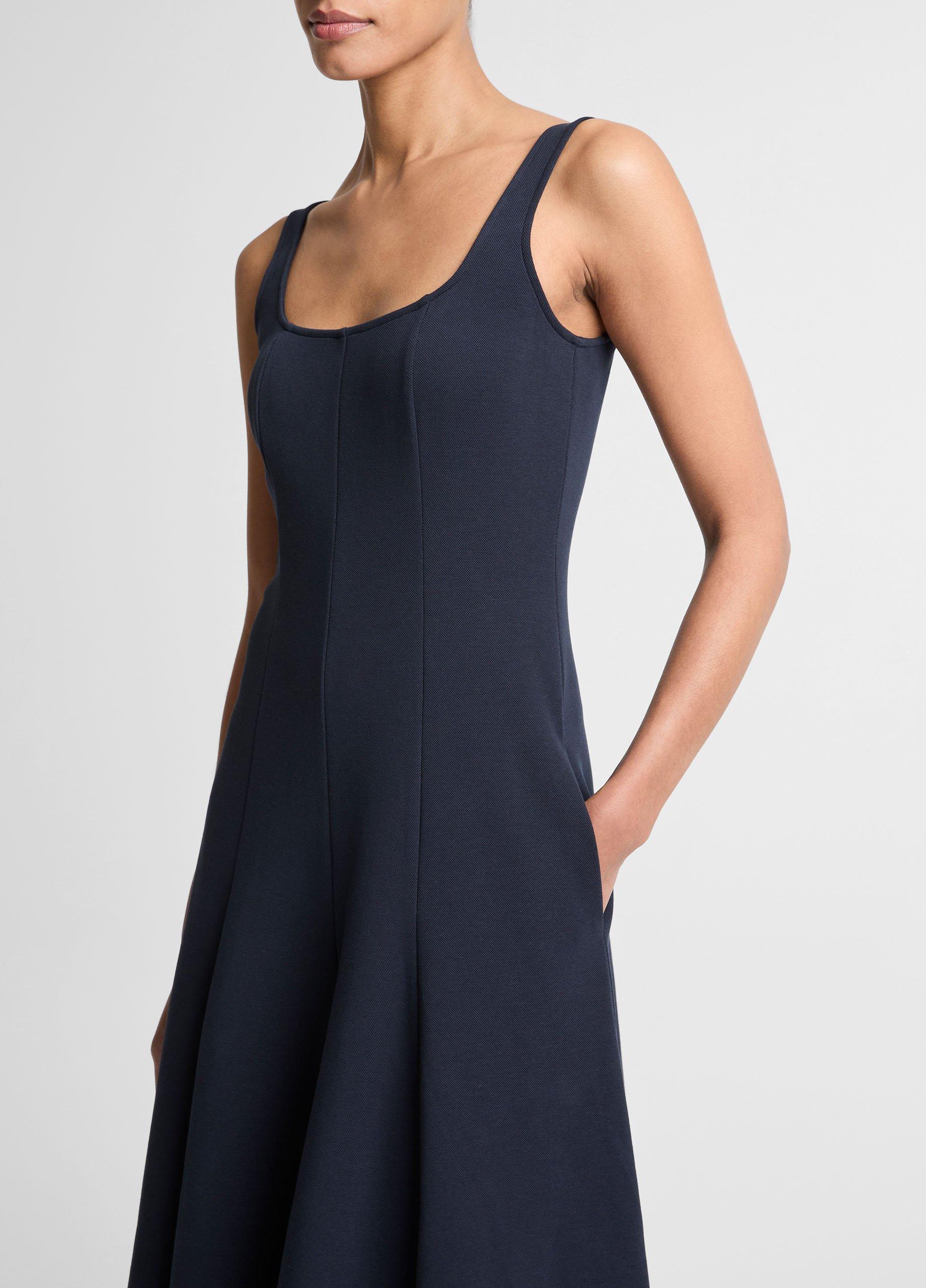 Seamed Cotton-Blend Square-Neck Dress image number 3