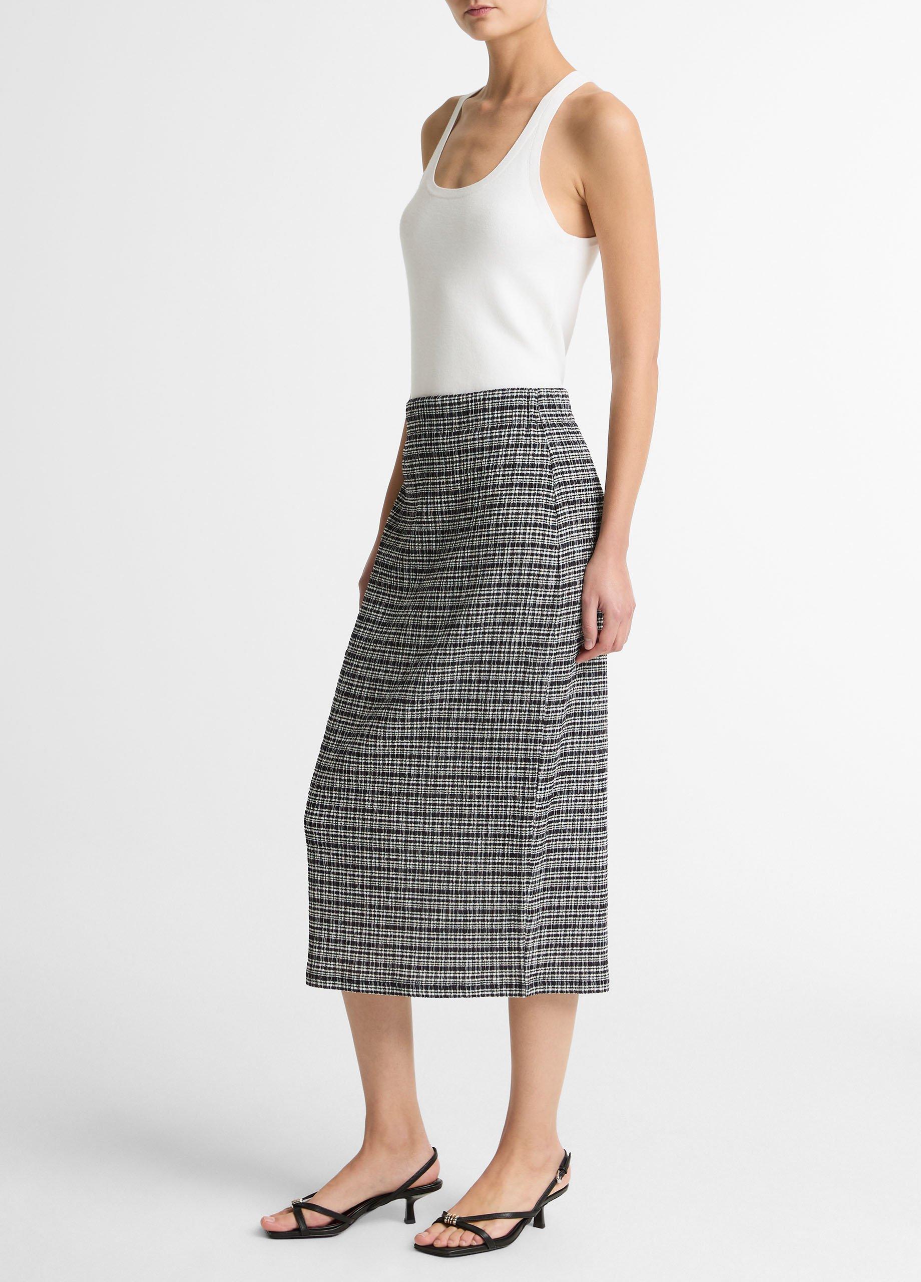 Plaid Grid-Knit Midi Skirt image number 1