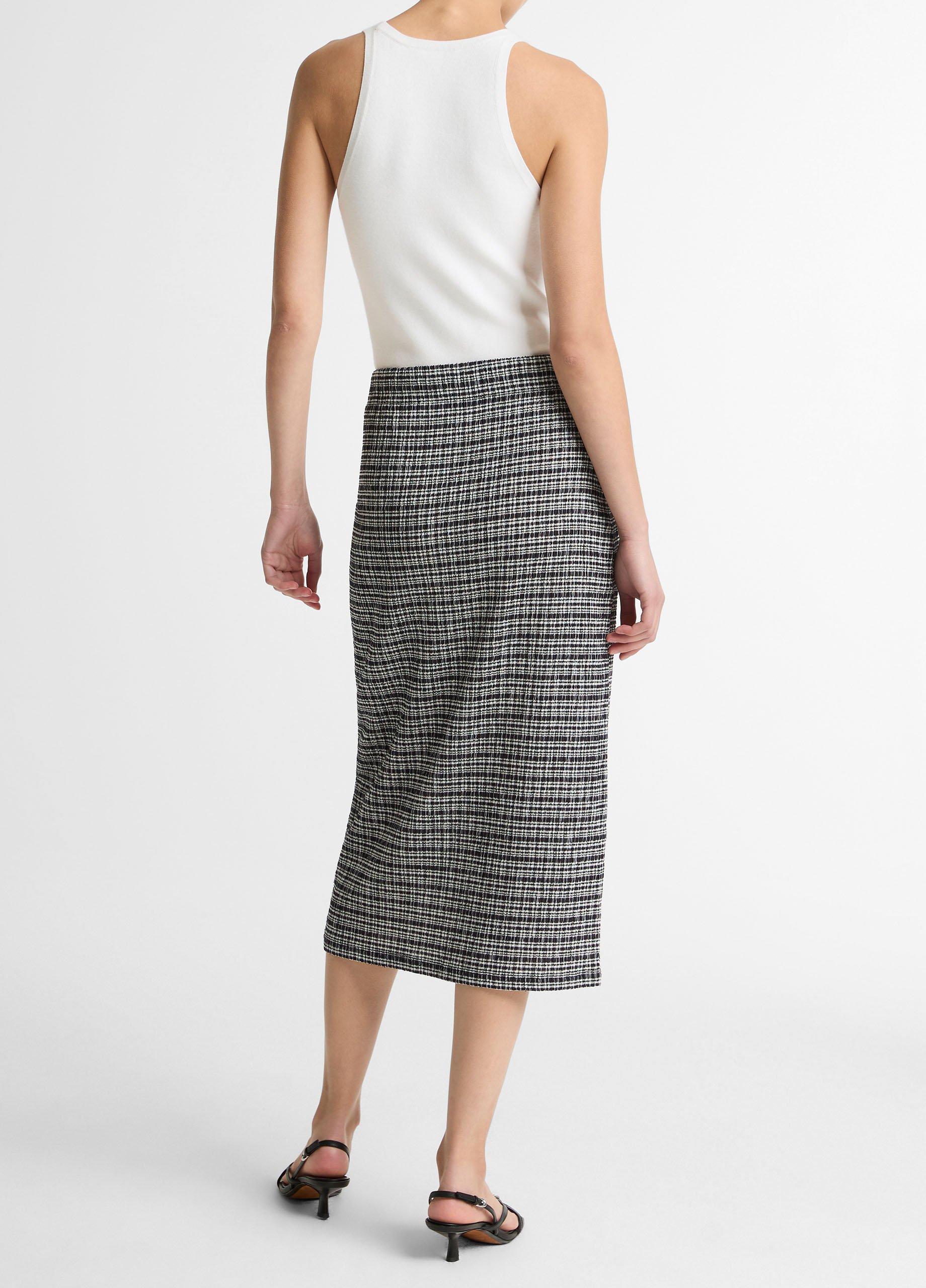 Plaid Grid-Knit Midi Skirt image number 2