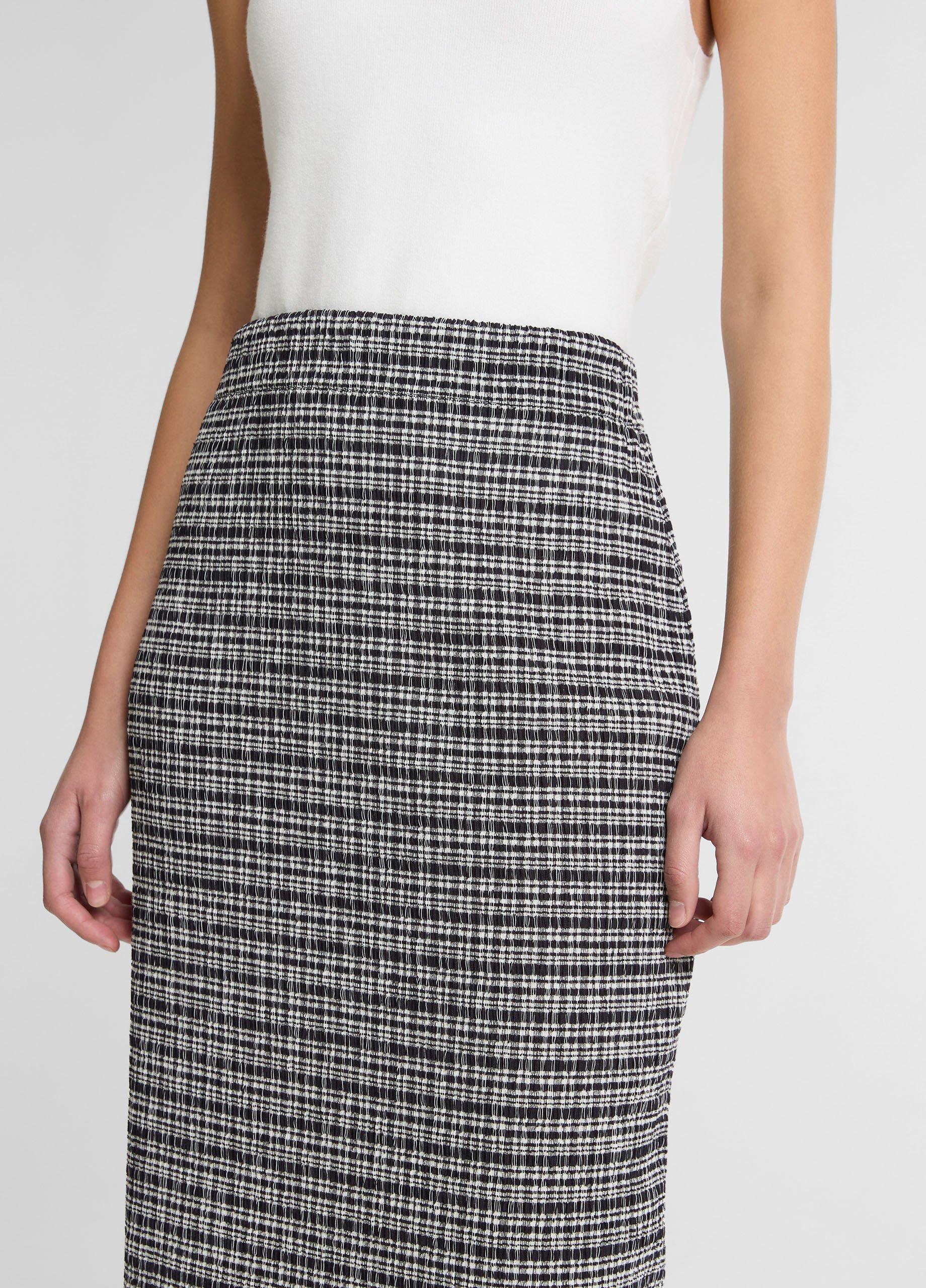 Plaid Grid-Knit Midi Skirt image number 3