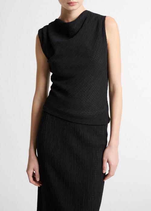 Shadow Grid Cowl-Neck Top