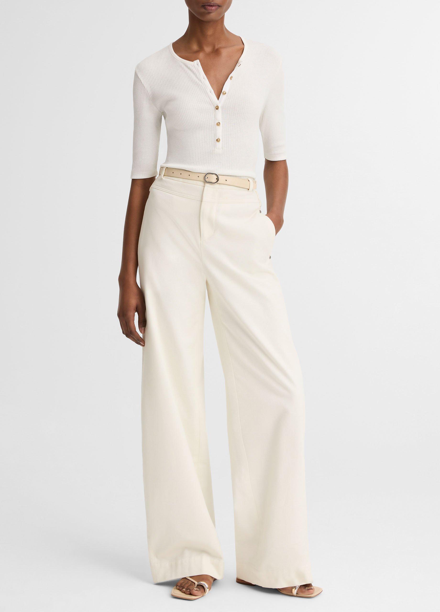 Ribbed Pima Cotton Elbow-Sleeve Henley image number 3