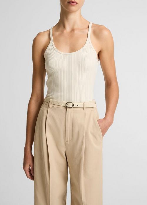 Variegated-Rib Cotton-Blend Tank