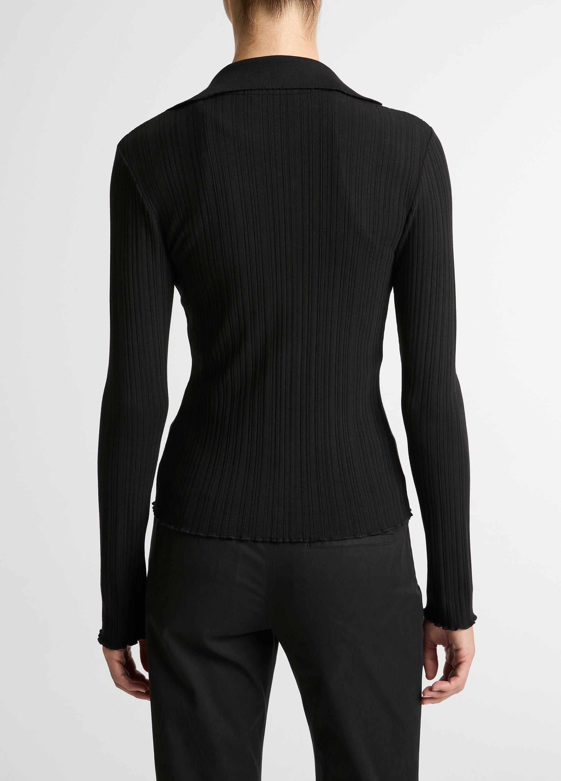 Variegated-Rib Cotton-Blend Polo Top image number 2