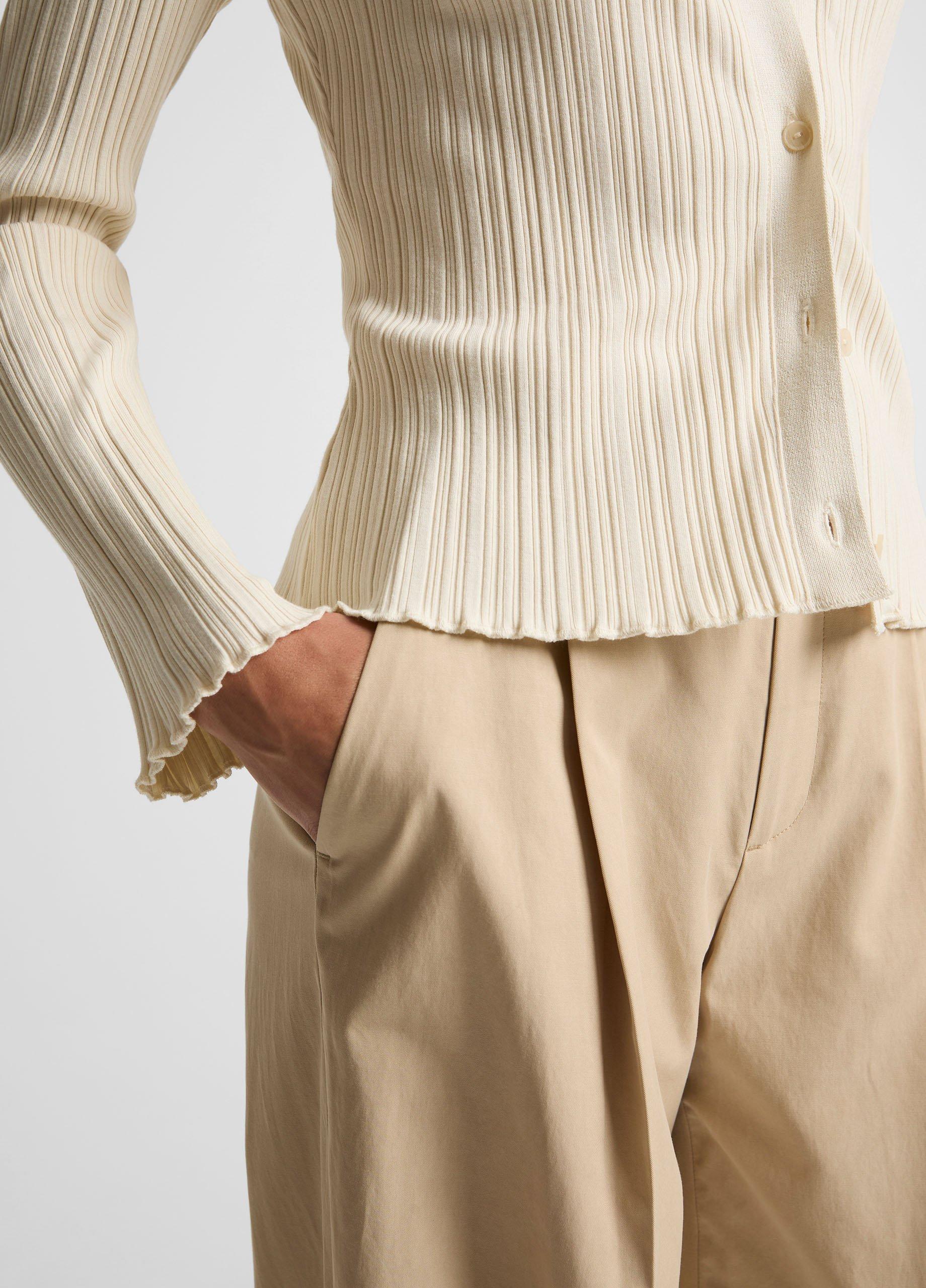 Variegated-Rib Cotton-Blend Polo Top image number 1