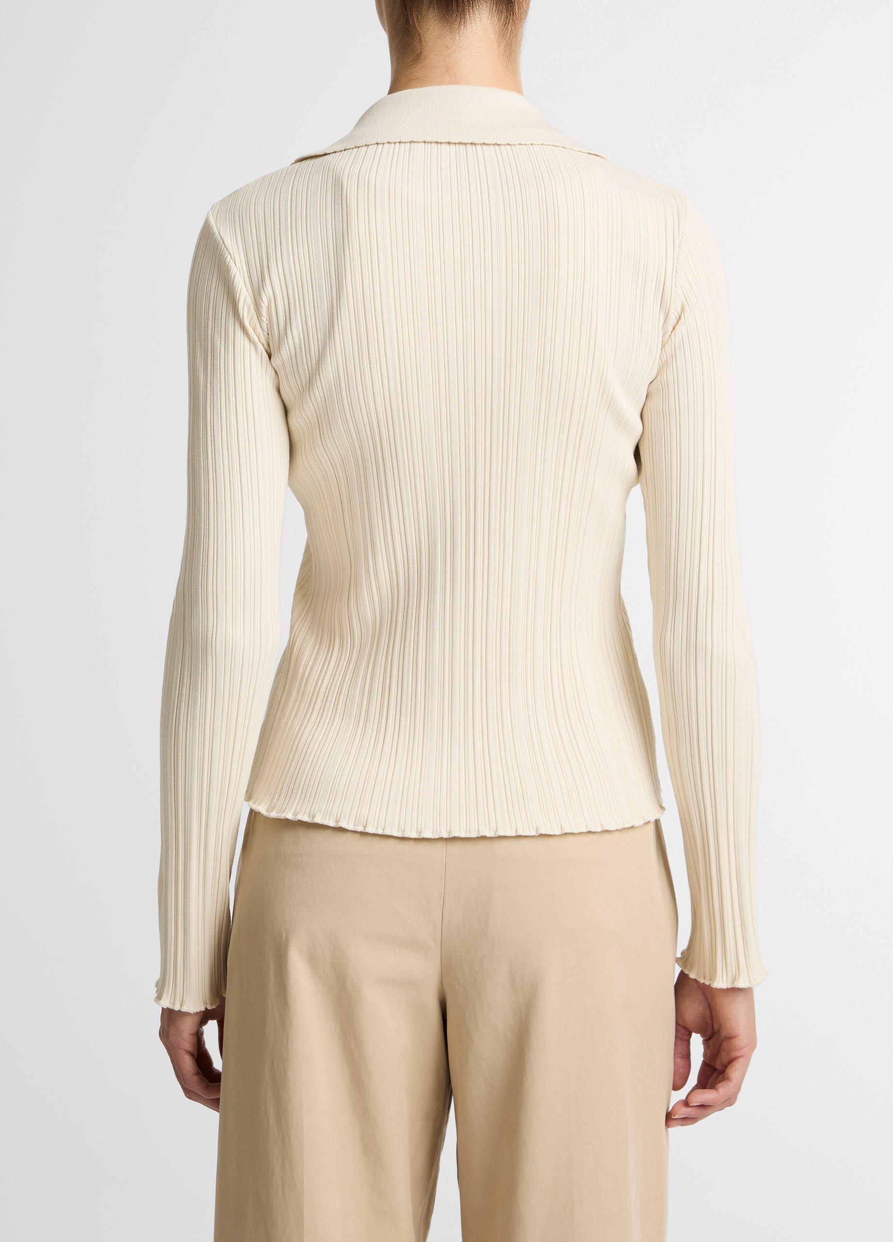 Variegated-Rib Cotton-Blend Polo Top image number 2