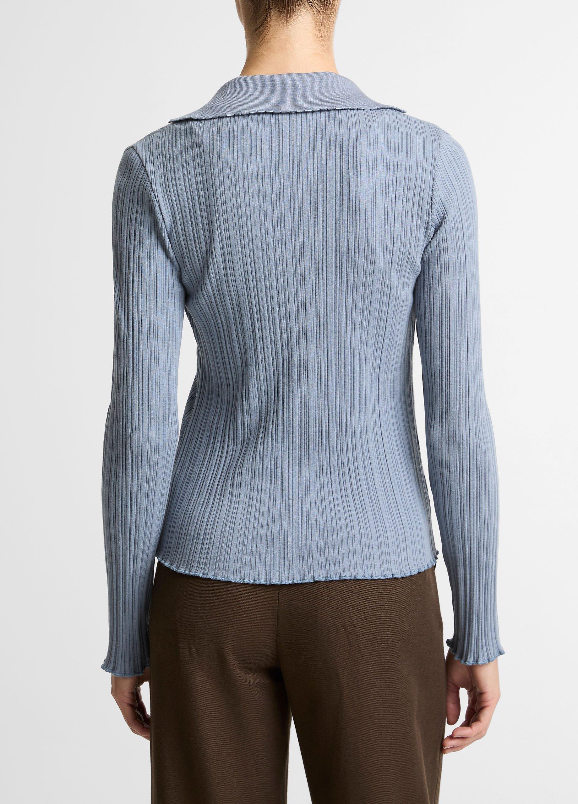 Variegated-Rib Cotton-Blend Polo Top image number 2