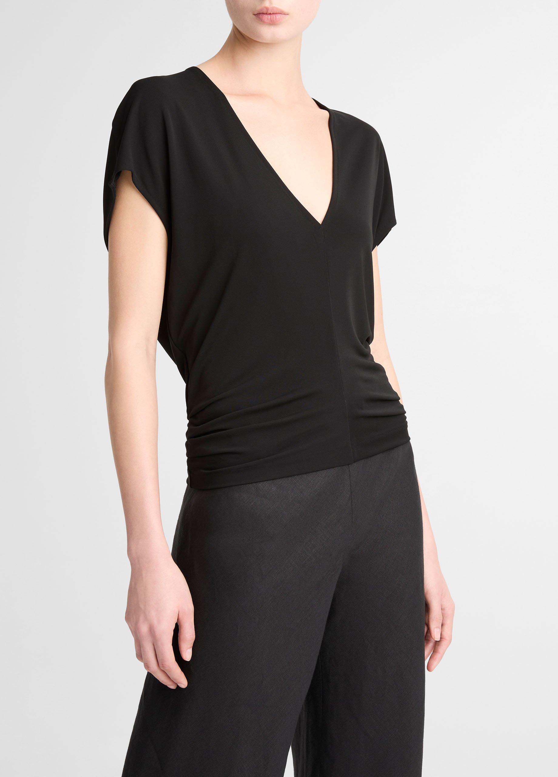 Crepe Flutter-Sleeve V-Neck Top from Vince - $268