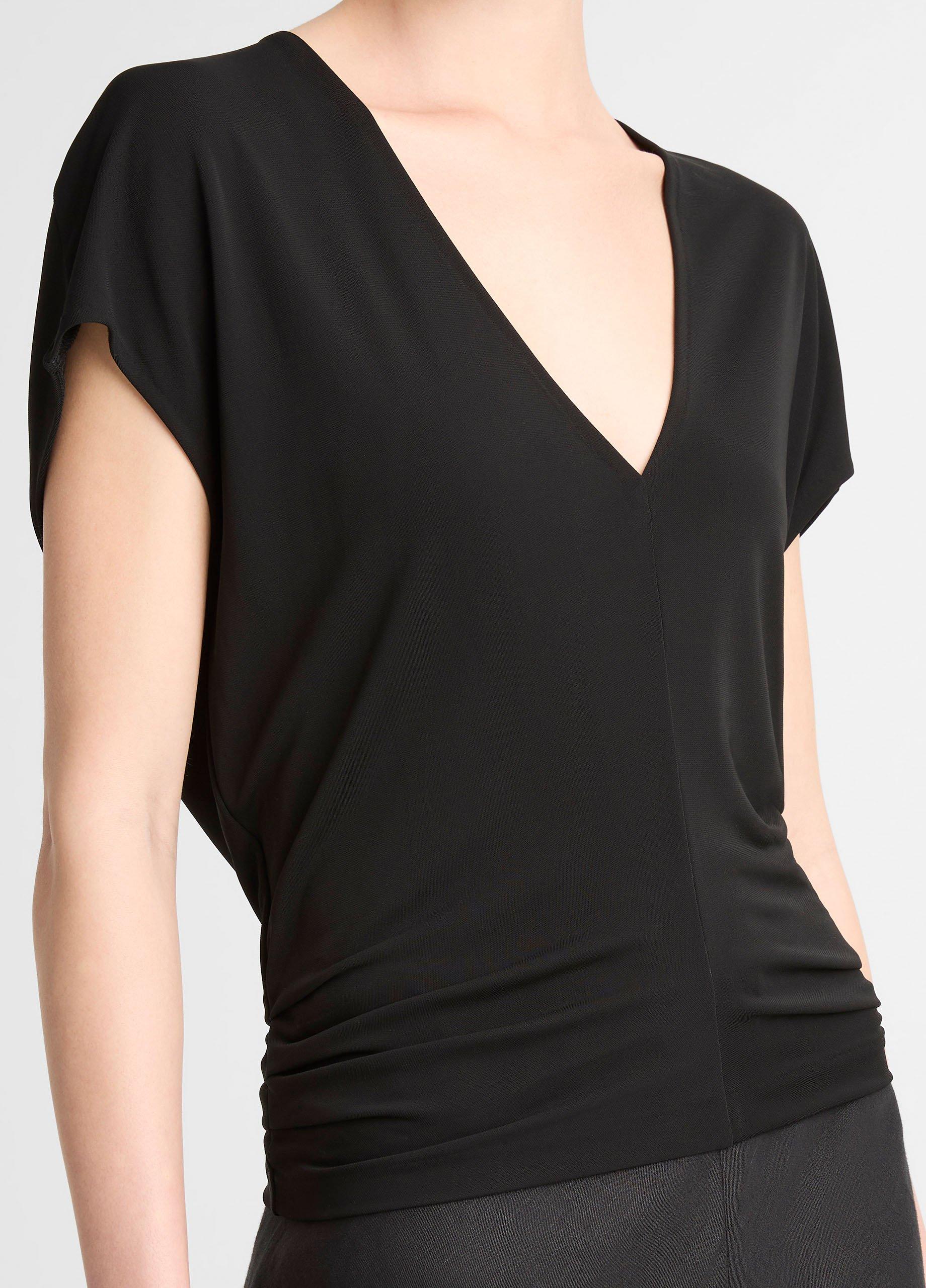 Crepe Flutter-Sleeve V-Neck Top image number 1