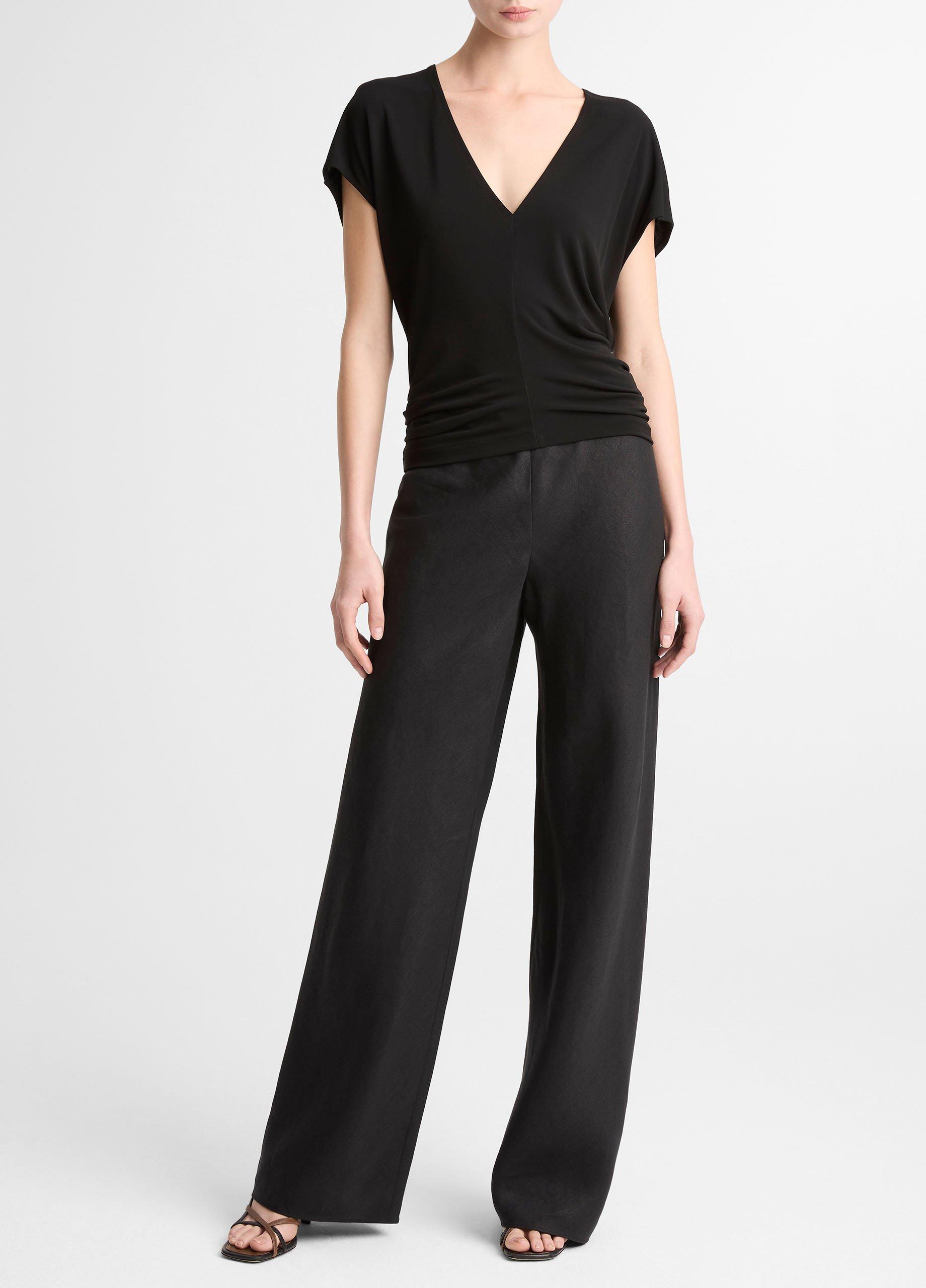 Crepe Flutter-Sleeve V-Neck Top image number 3