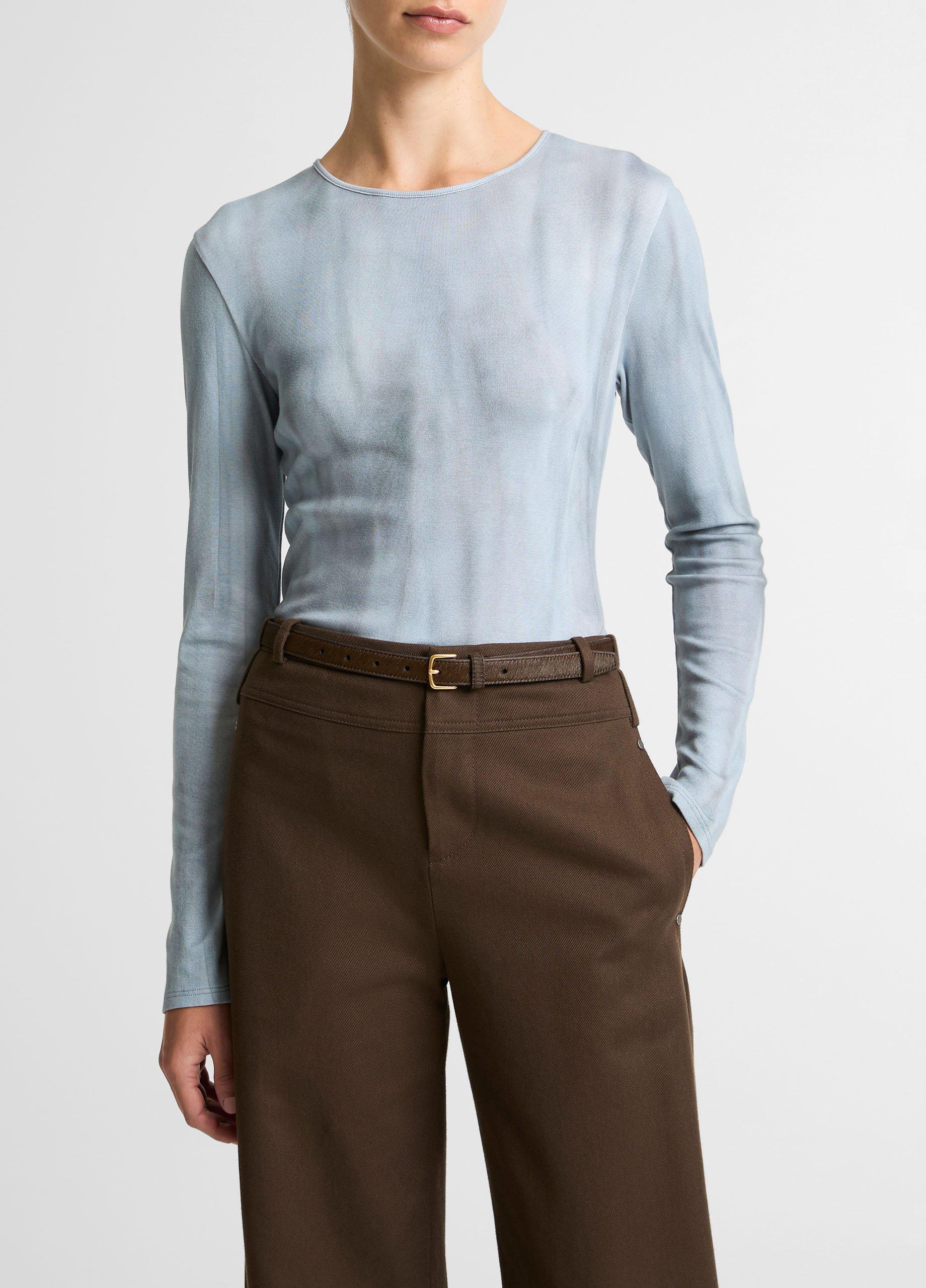 Washed Ombr&eacute; Pima Cotton-Blend Long-Sleeve T-Shirt image number 0