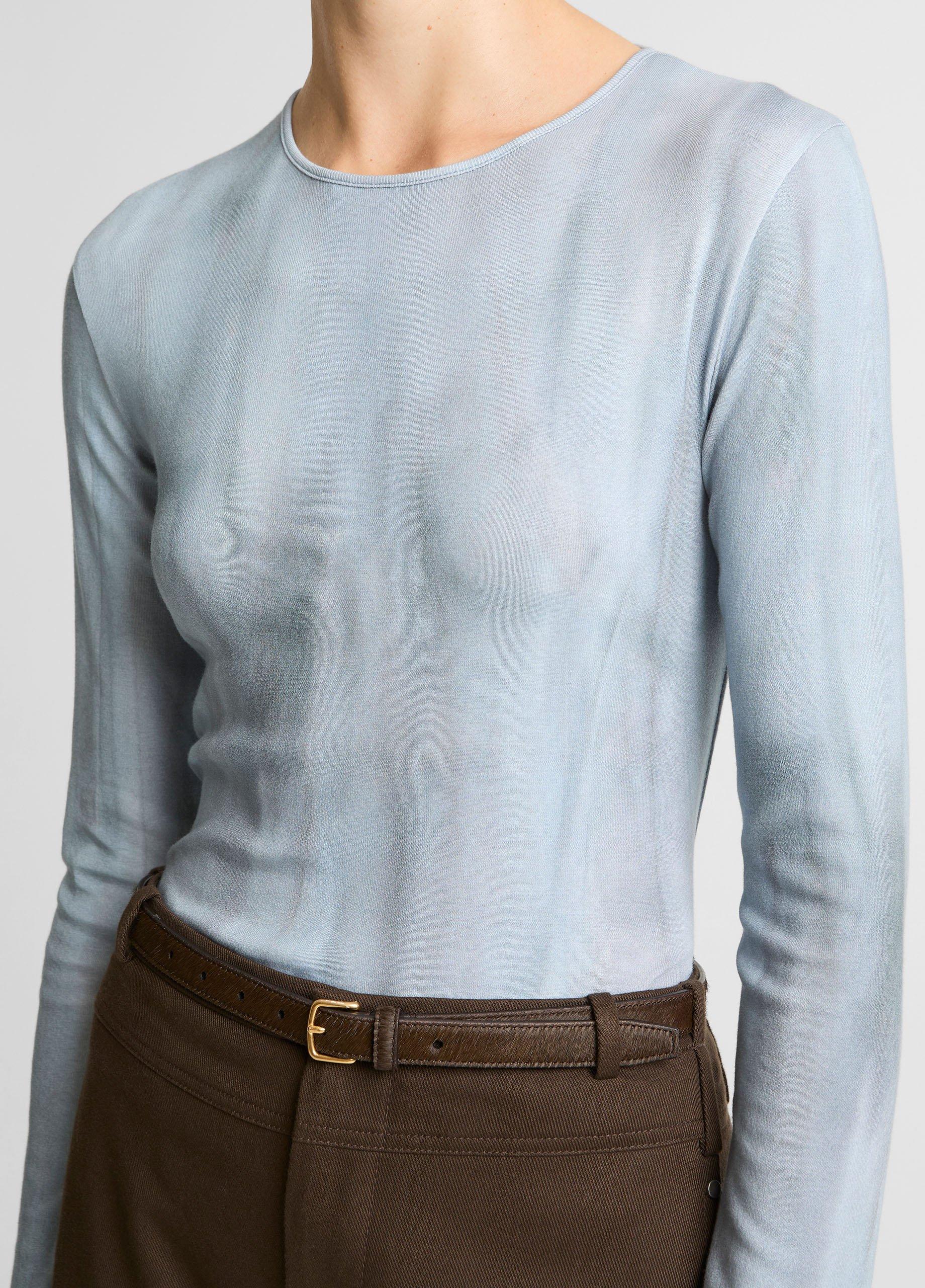 Washed Ombr&eacute; Pima Cotton-Blend Long-Sleeve T-Shirt image number 1