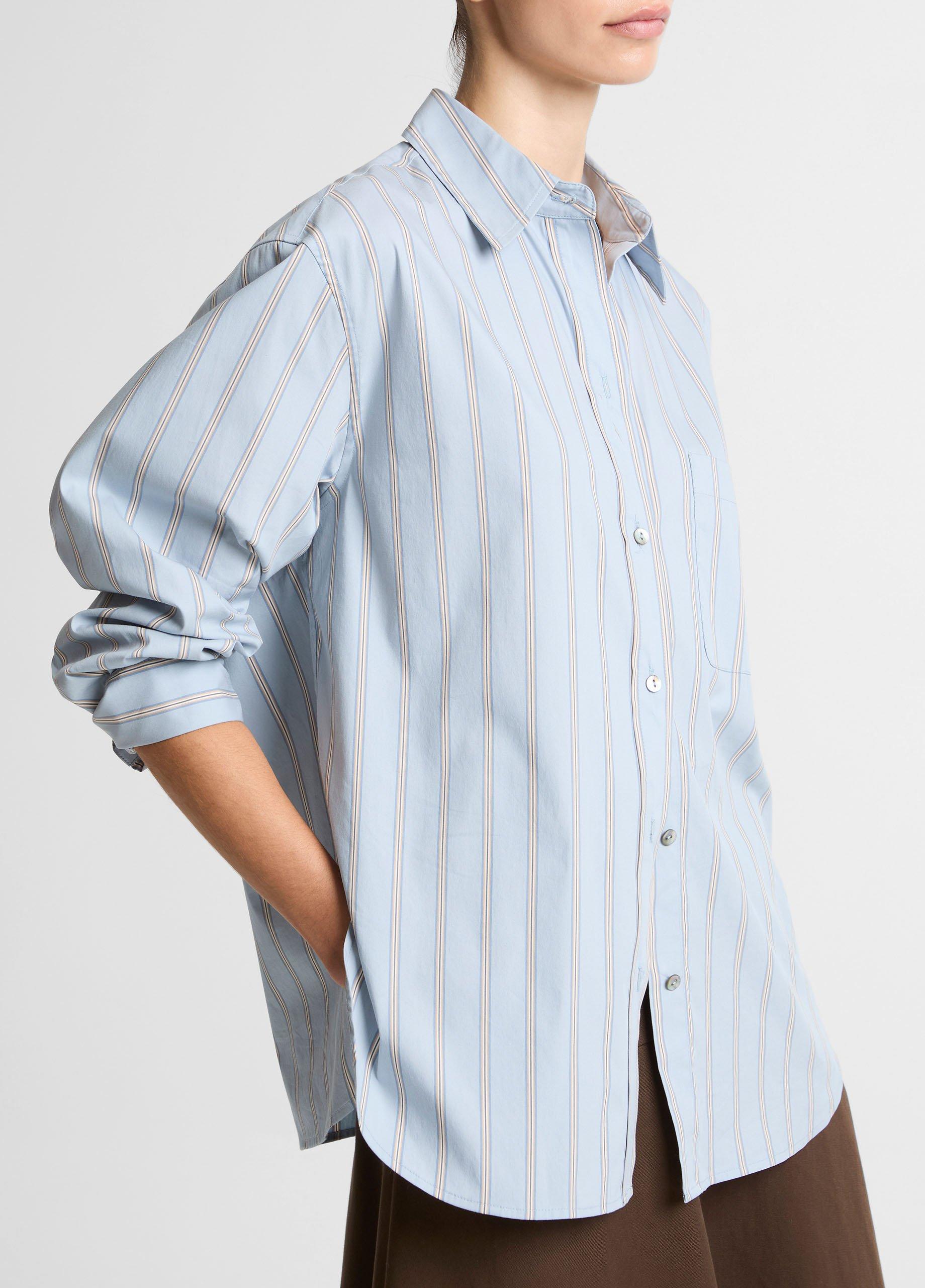 Striped Cotton-Blend Button-Front Shirt image number 1