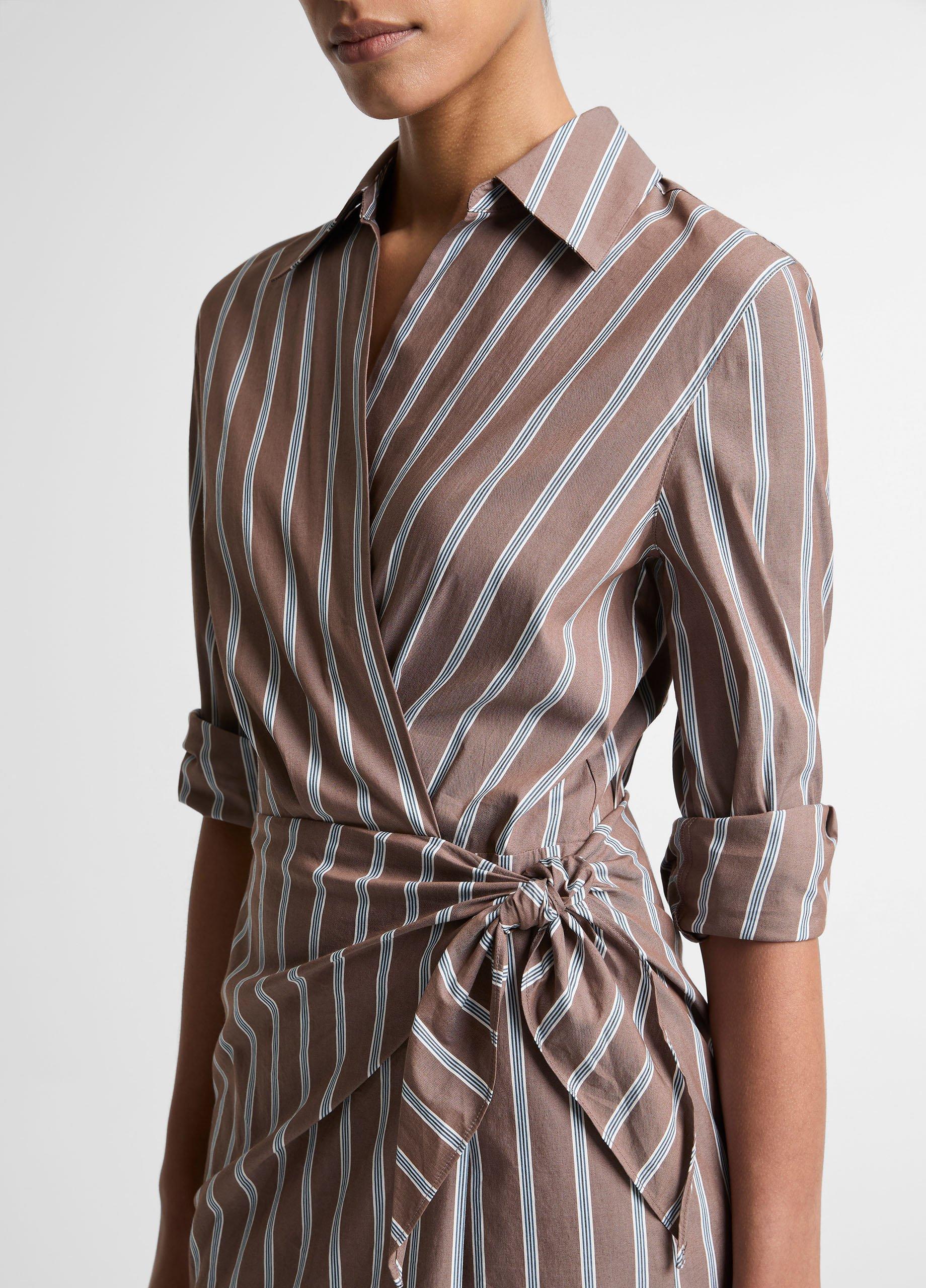 Striped Cotton-Blend Wrap Dress image number 3