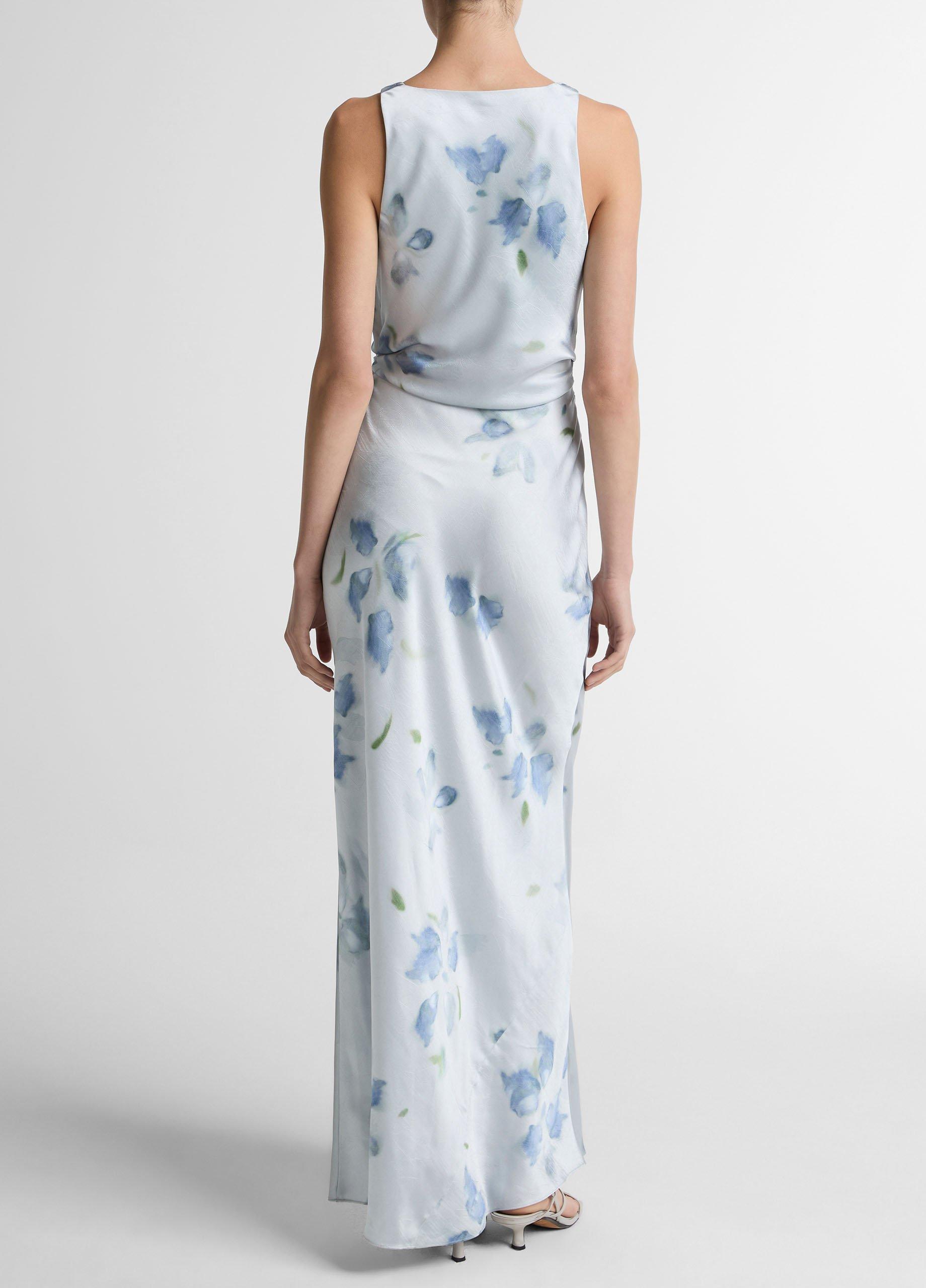 Petal Blur Satin Twist-Shoulder Dress image number 2