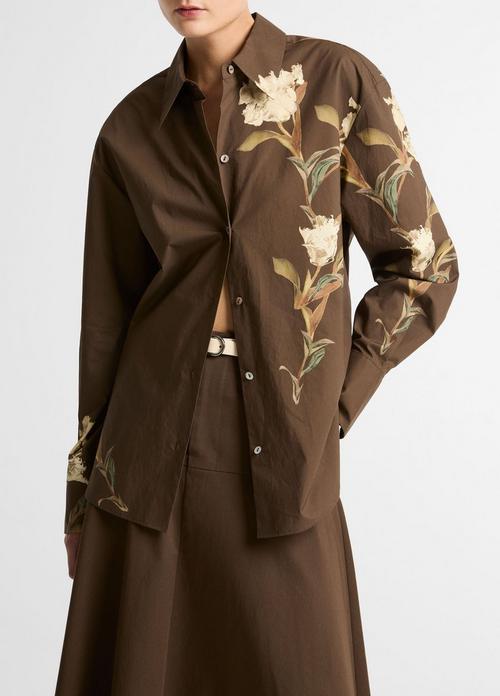Placed Iris Cotton Button-Front Shirt