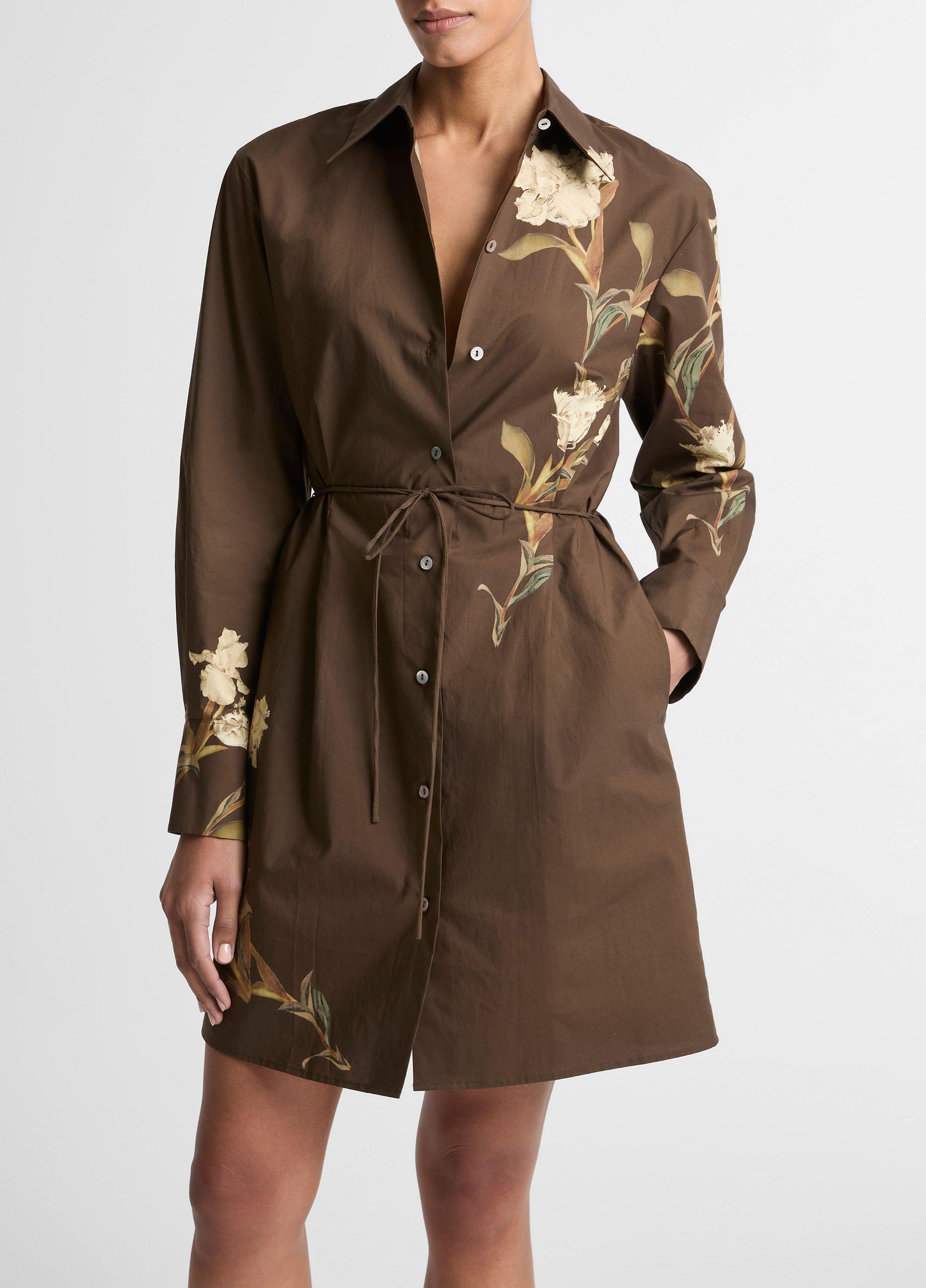 Placed Iris Cotton Shirt Dress image number 1
