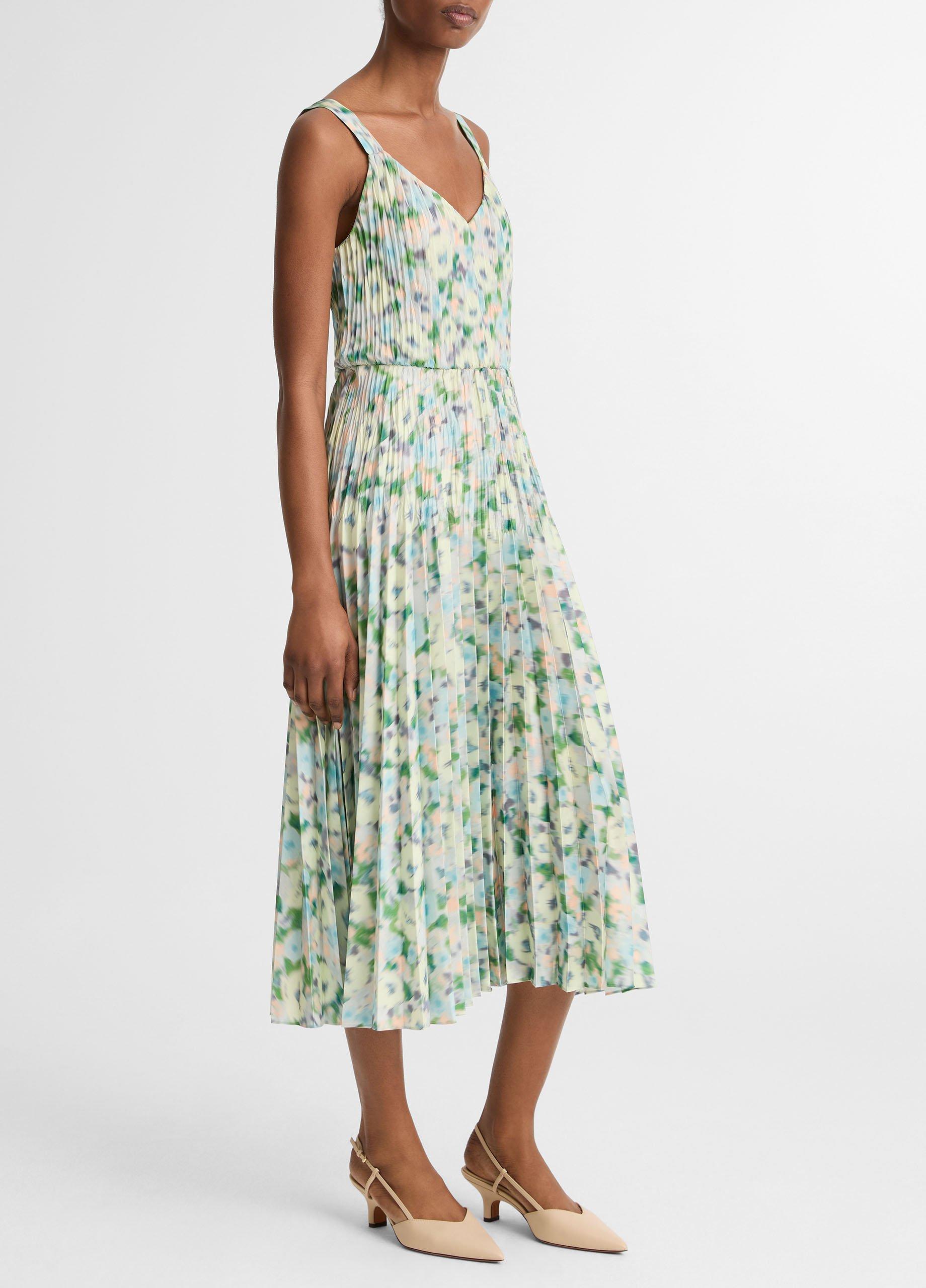 Painted Garden Pleated Slip Dress image number 0