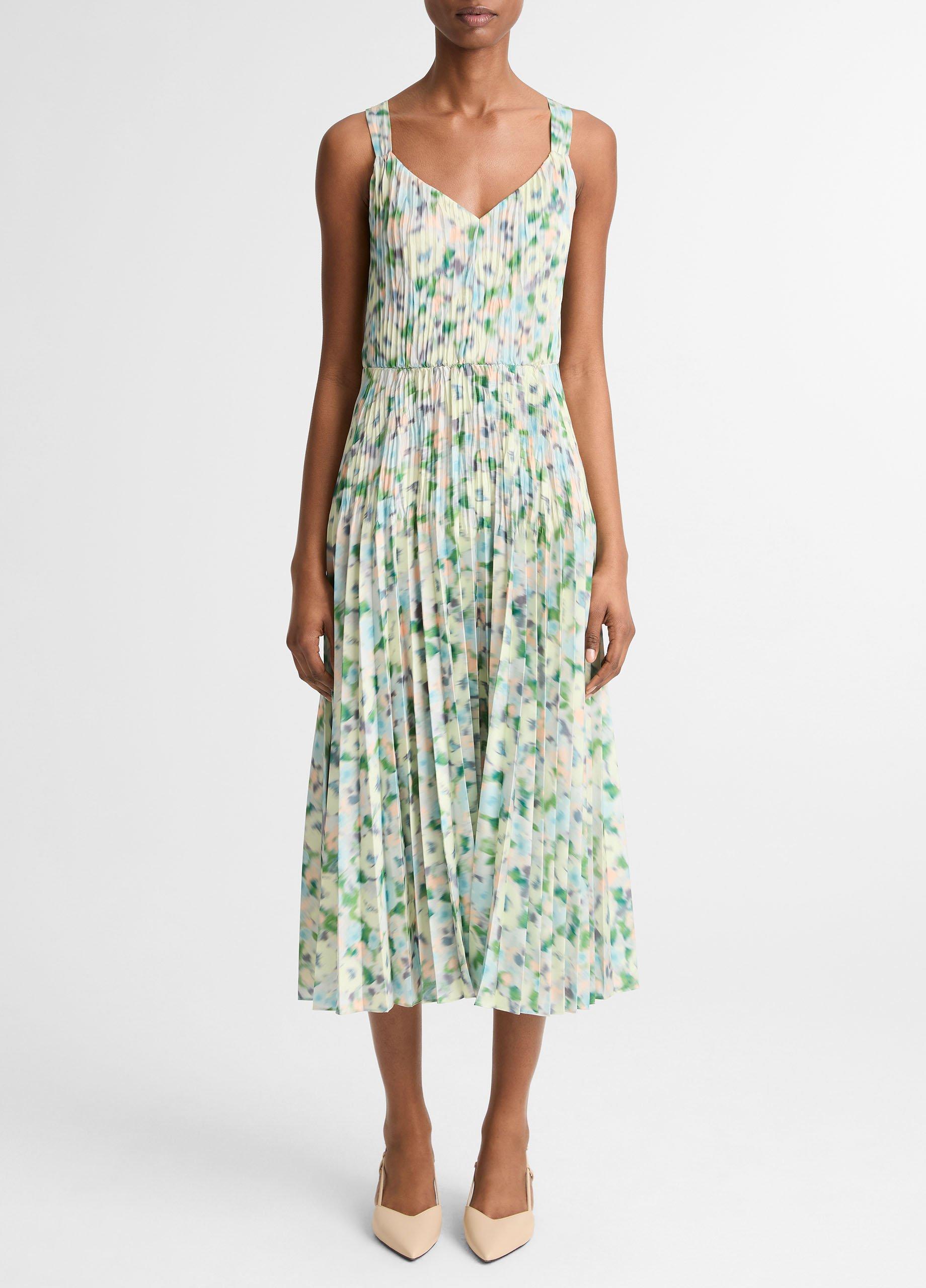 Painted Garden Pleated Slip Dress image number 1